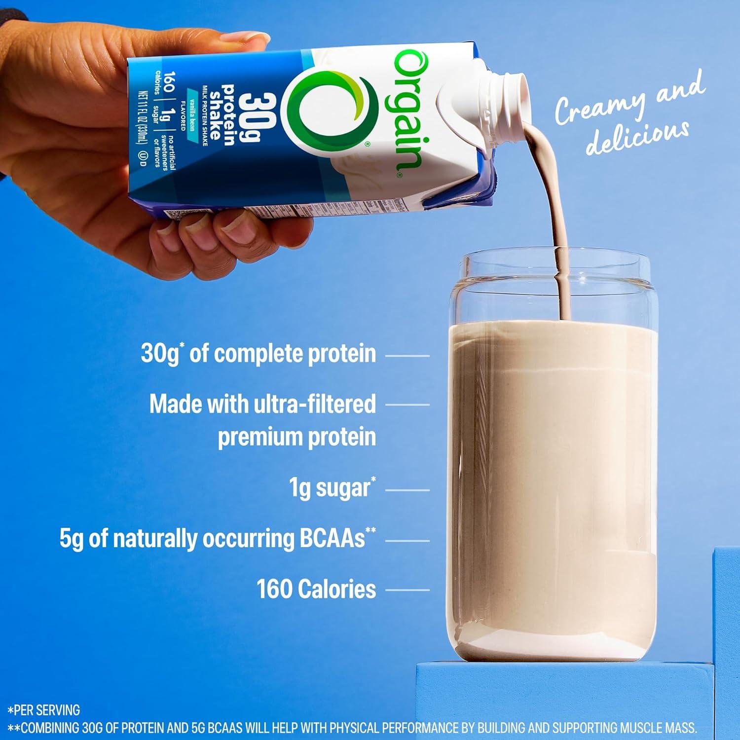 image:imageOrgain 30g High Protein Shake Dairy Isolate Milk Protein Chocolate Fudge 5g BCAAs 1g Sugar Per Serving Meal Replacement Ready to Drink Keto Friendly GlutenFree 11 Fl Oz Pack of 12Vanilla