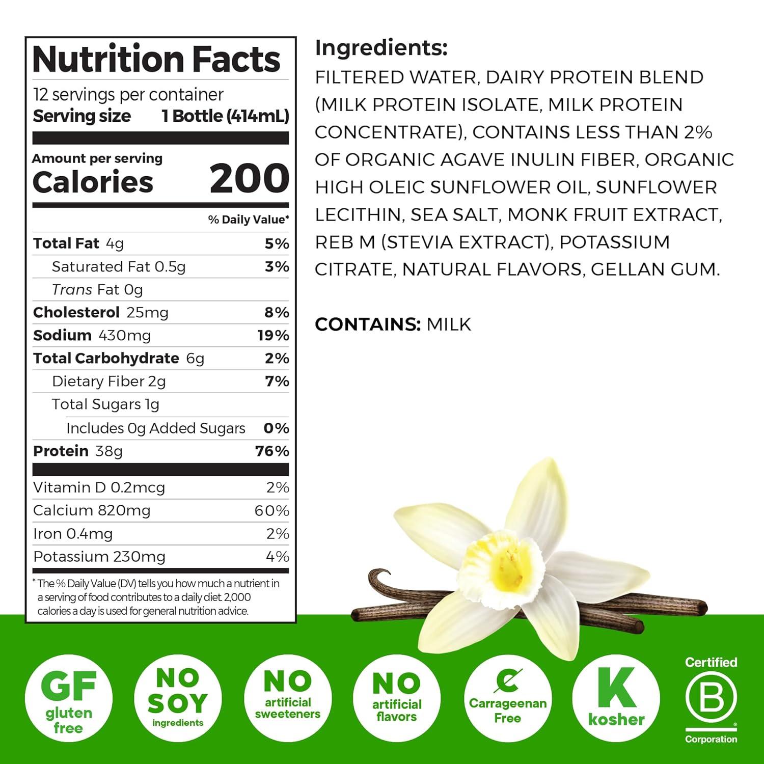 image:imageOrgain 30g High Protein Shake Dairy Isolate Milk Protein Chocolate Fudge 5g BCAAs 1g Sugar Per Serving Meal Replacement Ready to Drink Keto Friendly GlutenFree 11 Fl Oz Pack of 12Vanilla