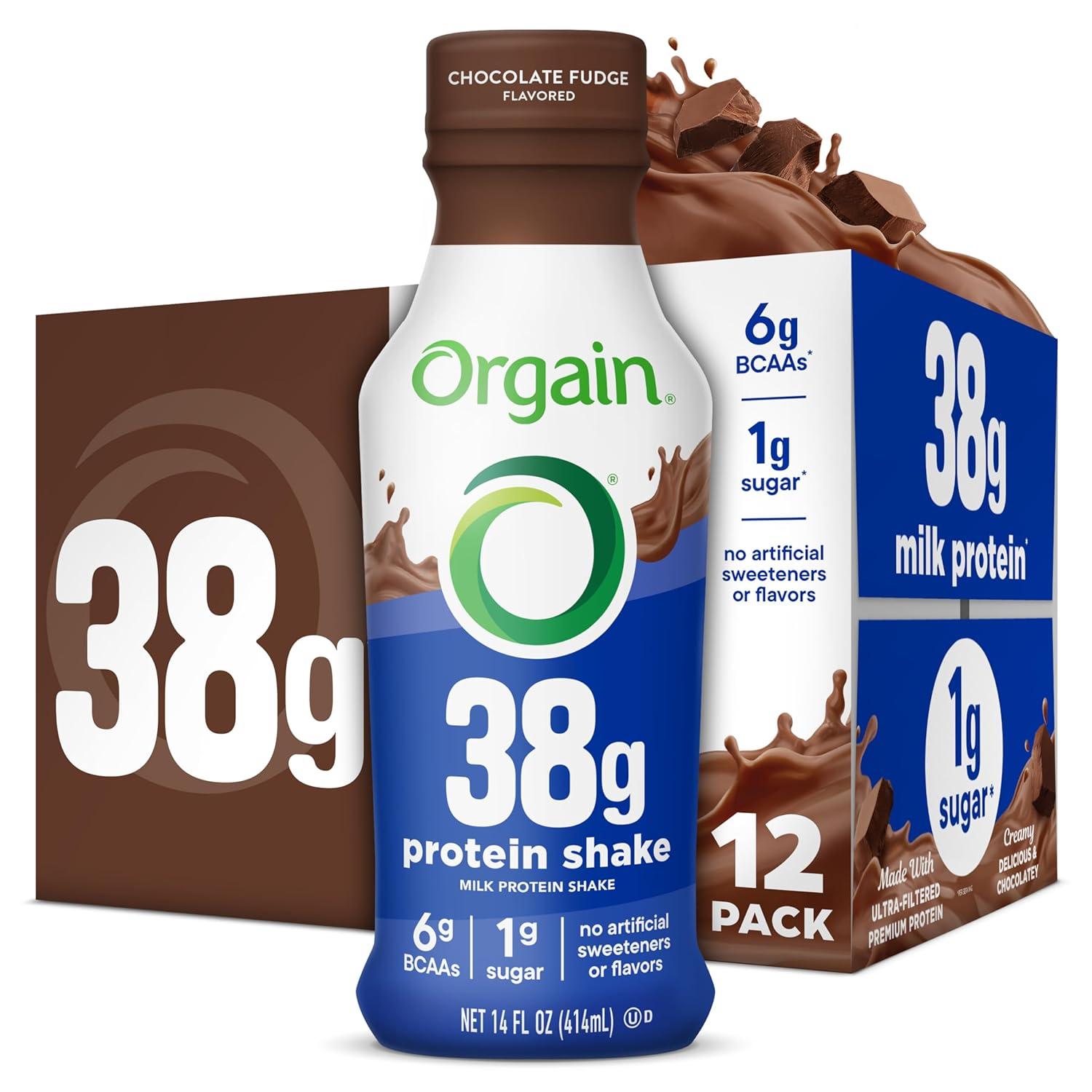image:imageOrgain 30g High Protein Shake Dairy Isolate Milk Protein Chocolate Fudge 5g BCAAs 1g Sugar Per Serving Meal Replacement Ready to Drink Keto Friendly GlutenFree 11 Fl Oz Pack of 12Chocolate Fudge
