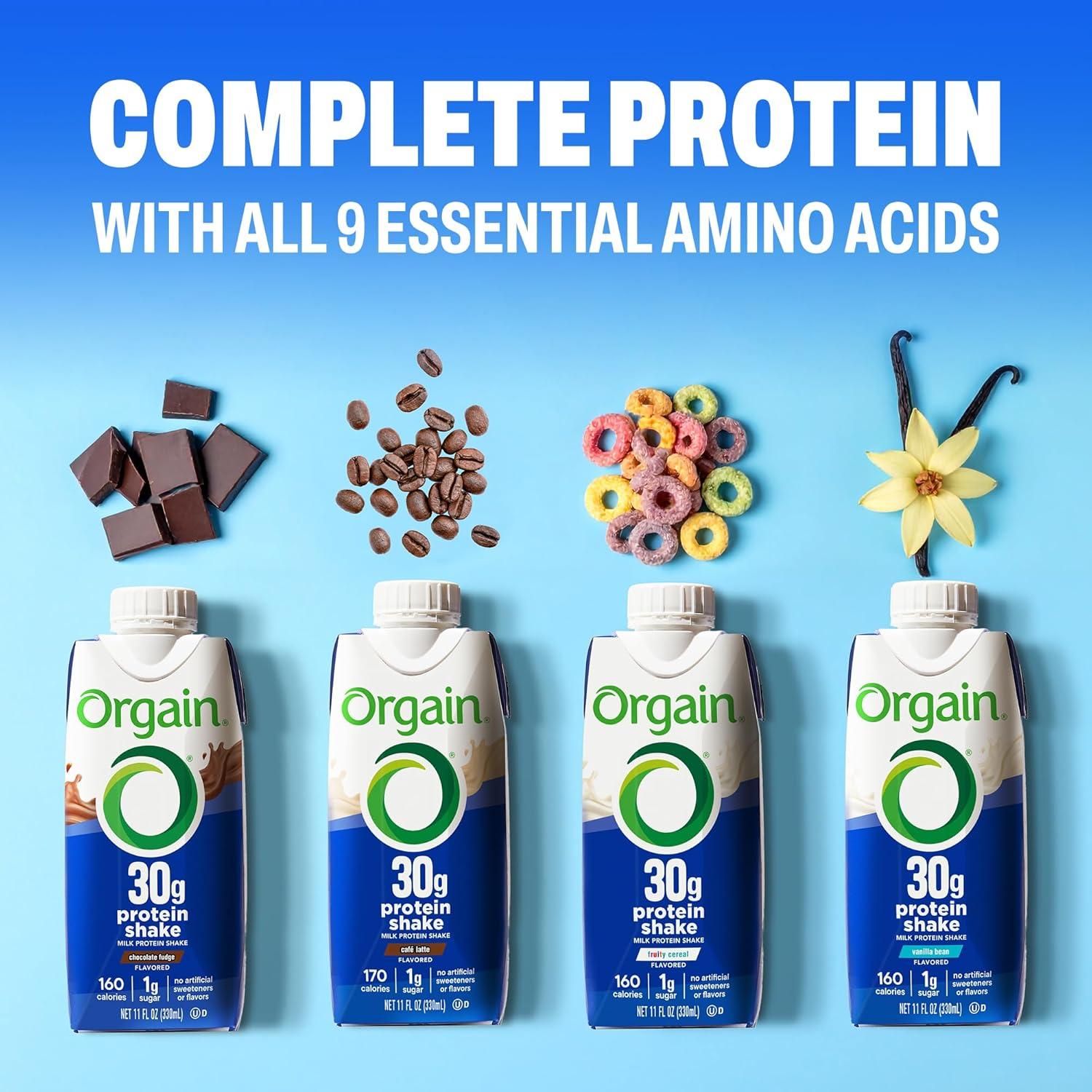 image:imageOrgain 30g High Protein Shake Dairy Isolate Milk Protein Chocolate Fudge 5g BCAAs 1g Sugar Per Serving Meal Replacement Ready to Drink Keto Friendly GlutenFree 11 Fl Oz Pack of 12Chocolate Fudge