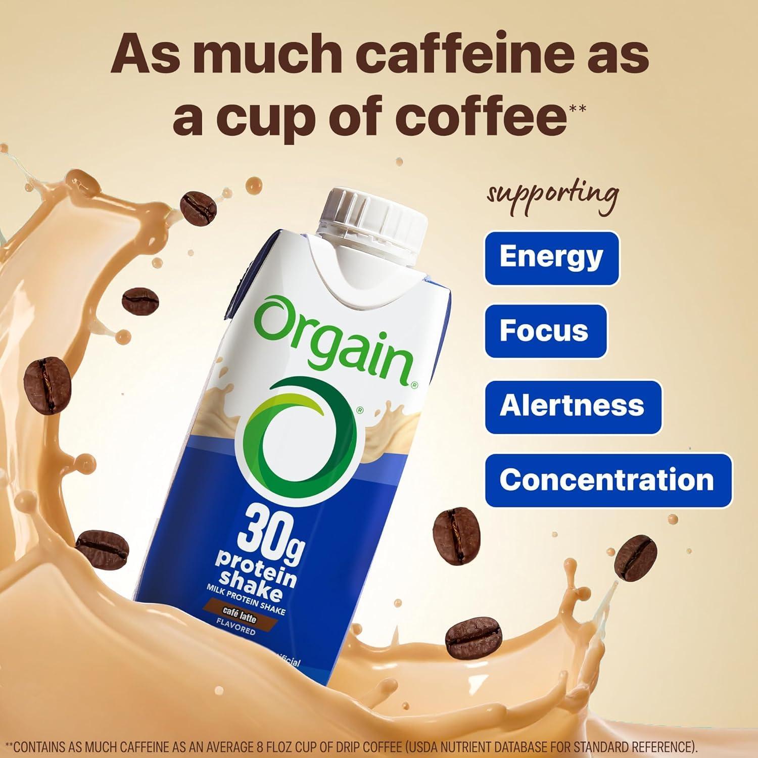 image:imageOrgain 30g High Protein Shake Dairy Isolate Milk Protein Chocolate Fudge 5g BCAAs 1g Sugar Per Serving Meal Replacement Ready to Drink Keto Friendly GlutenFree 11 Fl Oz Pack of 12Cafe Latte