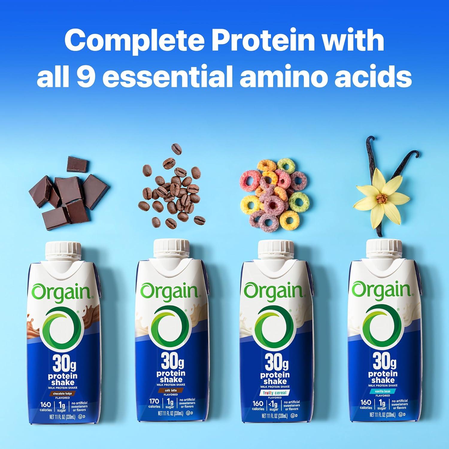image:imageOrgain 30g High Protein Shake Dairy Isolate Milk Protein Chocolate Fudge 5g BCAAs 1g Sugar Per Serving Meal Replacement Ready to Drink Keto Friendly GlutenFree 11 Fl Oz Pack of 12Vanilla