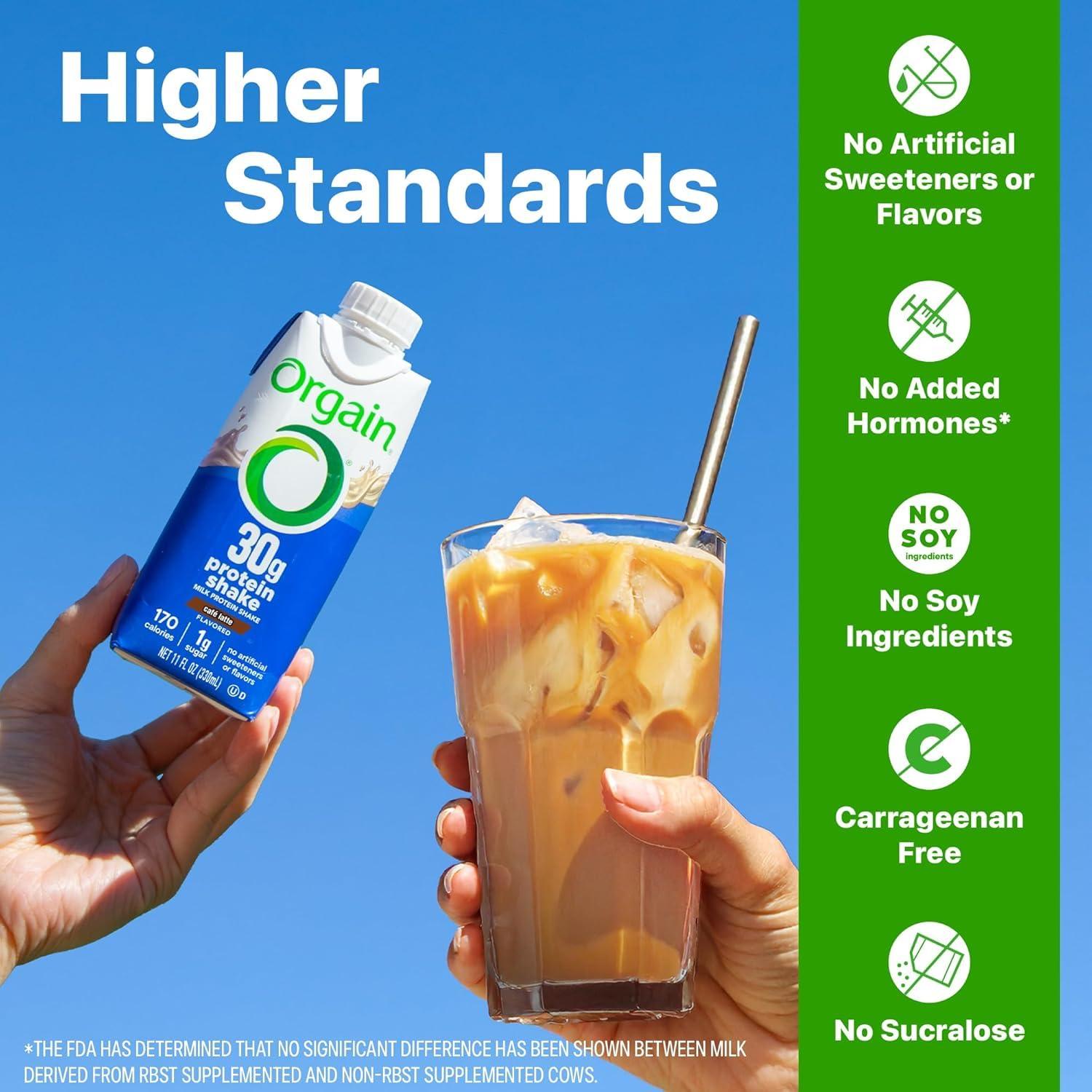 image:imageOrgain 30g High Protein Shake Dairy Isolate Milk Protein Chocolate Fudge 5g BCAAs 1g Sugar Per Serving Meal Replacement Ready to Drink Keto Friendly GlutenFree 11 Fl Oz Pack of 12Cafe Latte