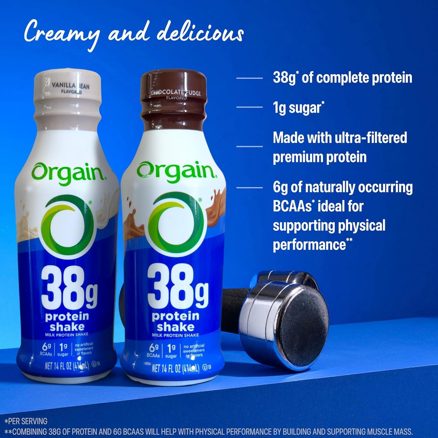 image:imageOrgain 30g High Protein Shake Dairy Isolate Milk Protein Chocolate Fudge 5g BCAAs 1g Sugar Per Serving Meal Replacement Ready to Drink Keto Friendly GlutenFree 11 Fl Oz Pack of 12Chocolate Fudge