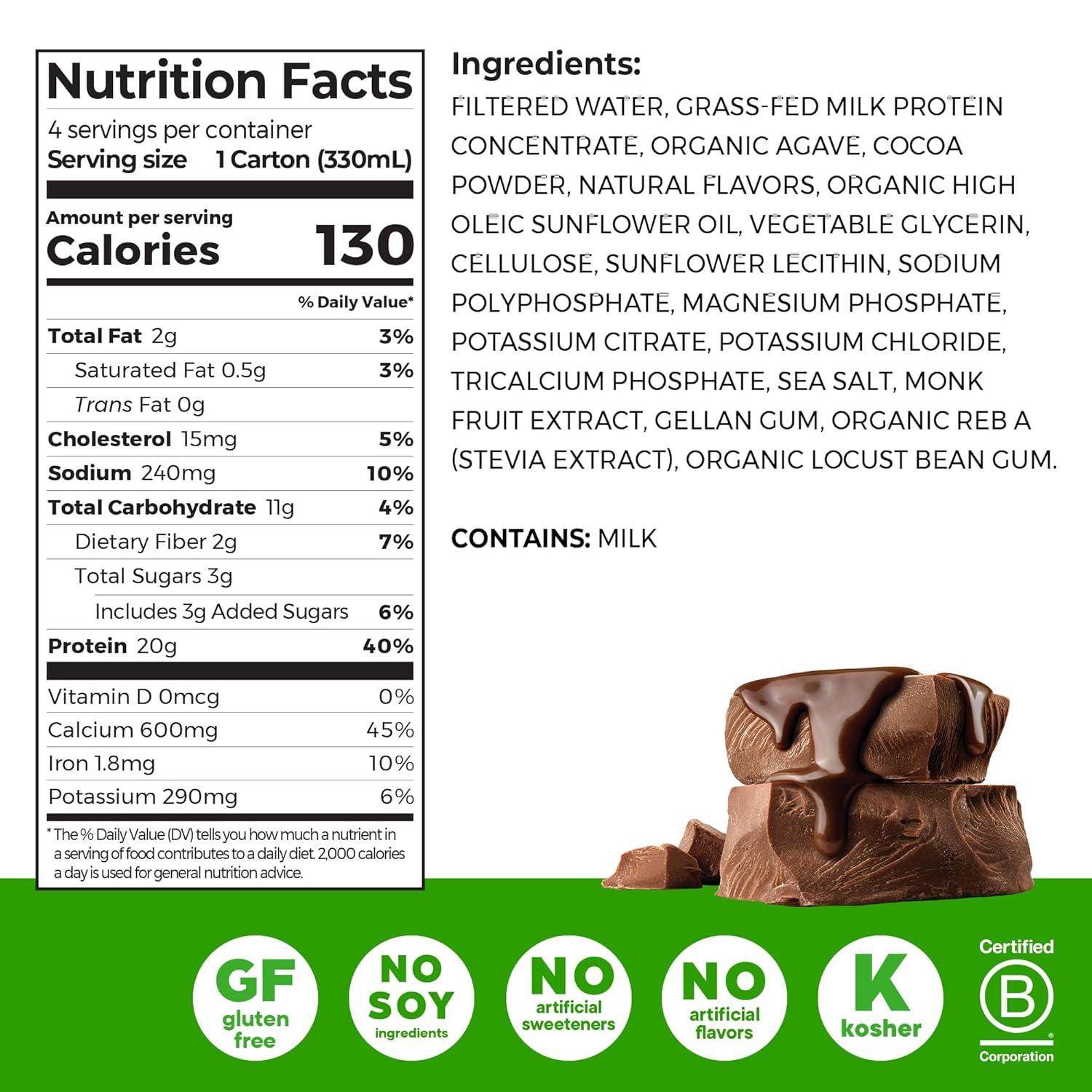 image:imageOrgain Clean Protein Shake Grass Fed Dairy Creamy Chocolate Fudge 20g Whey High Protein Kosher Ready to Drink Low Net Carbs Gluten Free No Soy Ingredients 11 Fl Oz Pack of 12Creamy Chocolate Fudge