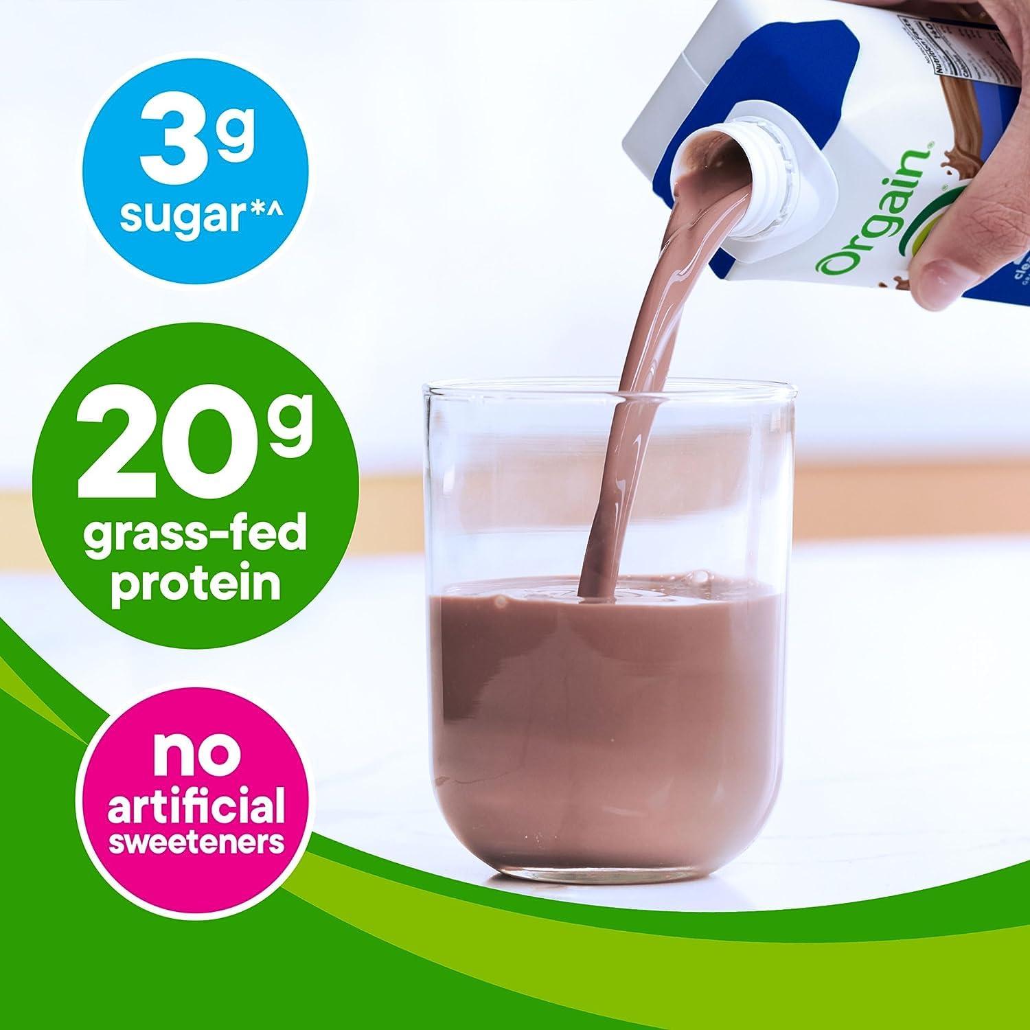 image:imageOrgain Clean Protein Shake Grass Fed Dairy Creamy Chocolate Fudge 20g Whey High Protein Kosher Ready to Drink Low Net Carbs Gluten Free No Soy Ingredients 11 Fl Oz Pack of 12Creamy Chocolate Fudge