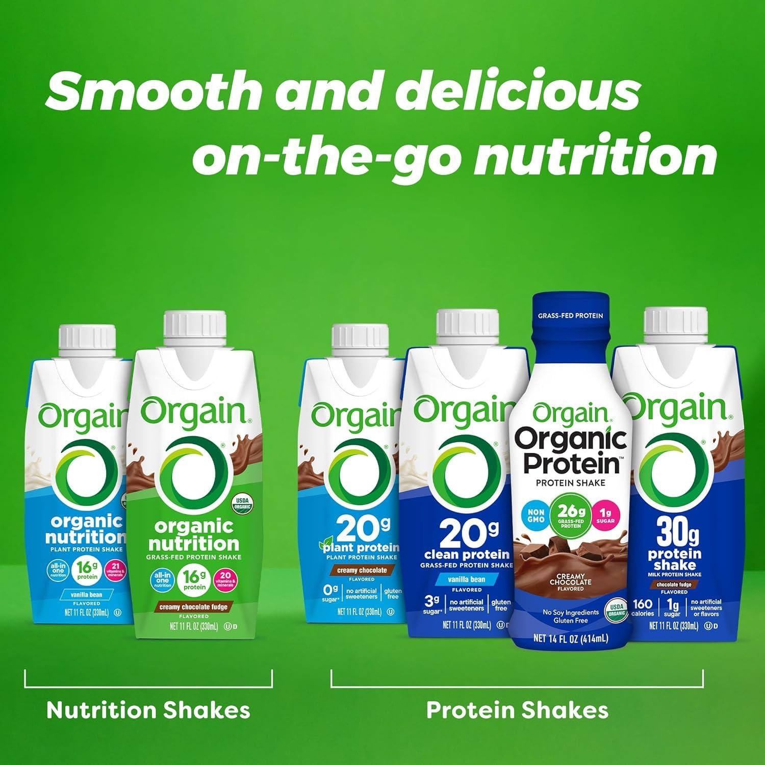 image:imageOrgain Creamy Chocolate Fudge 11 Oz Container 4 Count Orgain Organic Nutrition Shake Sweet Vanilla Bean 11 Oz 4 CountNutritional shakes Choc Vanilla 4 packs