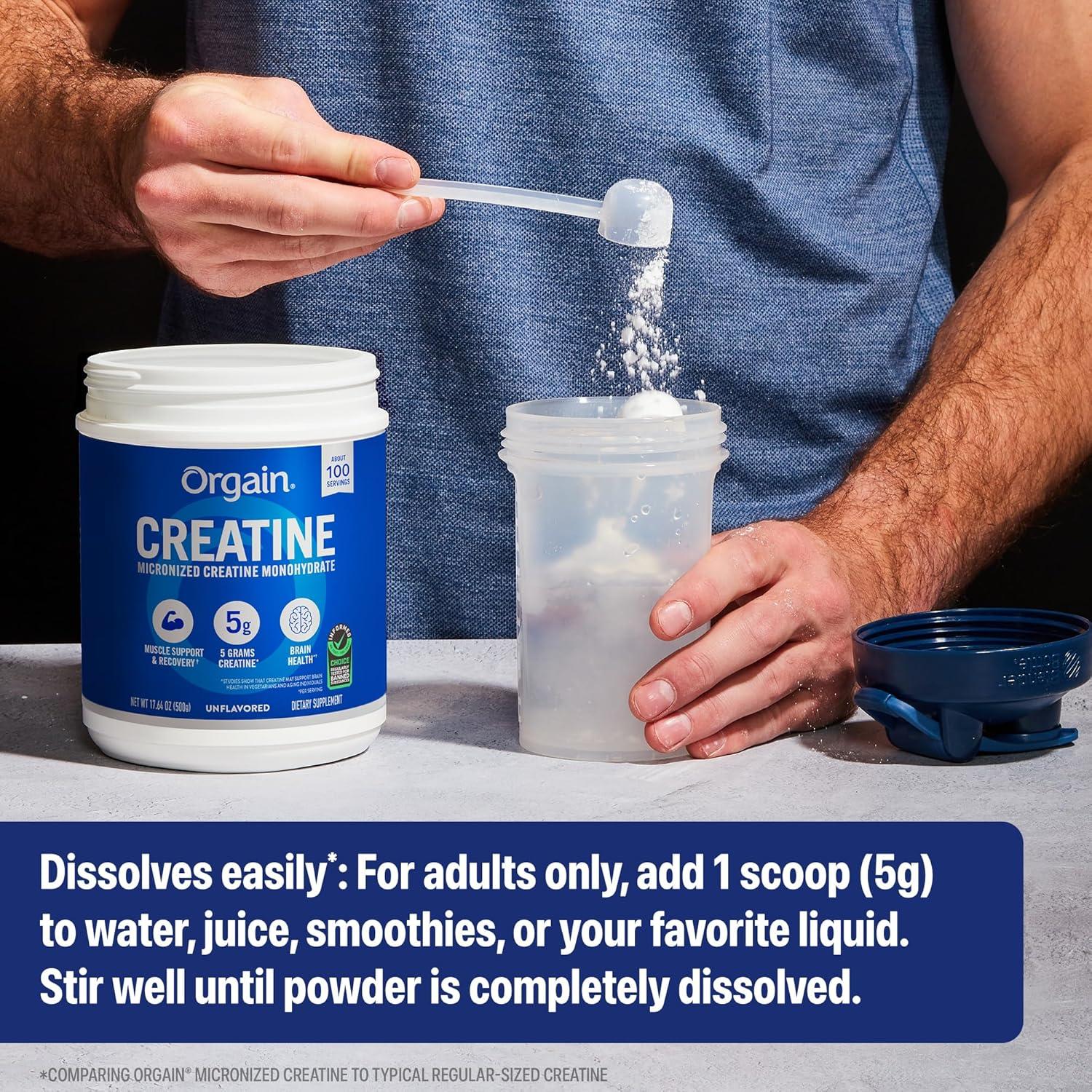 image:imageOrgain Creatine Monohydrate Micronized Powder 100 Servings Unflavored Supports Muscle Growth Post Workout Recovery and Brain Health No Artificial Additives for Men amp Women Packaging May Vary11 Pound Pack of 1