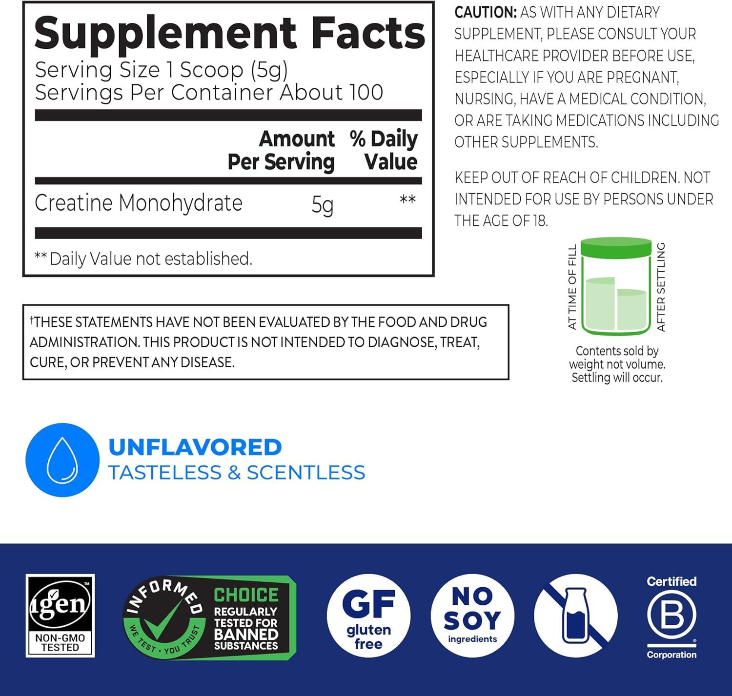 image:imageOrgain Creatine Monohydrate Micronized Powder 100 Servings Unflavored Supports Muscle Growth Post Workout Recovery and Brain Health No Artificial Additives for Men amp Women Packaging May Vary11 Pound Pack of 1