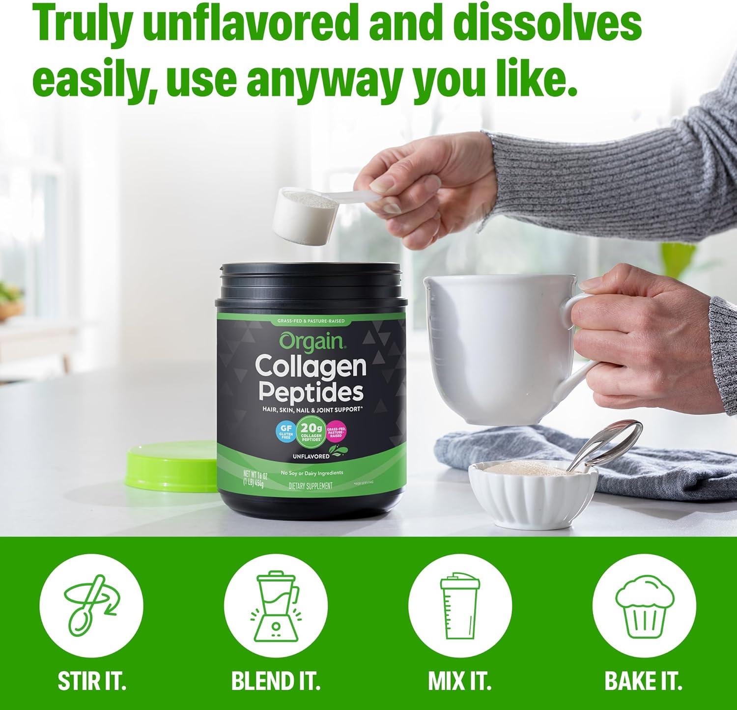image:imageOrgain Hydrolyzed Collagen Peptides Powder For Women amp Men 20g Grass Fed Collagen Unflavored Hair Skin Nail amp Joint Support Supplement Paleo amp Keto NonGMO Type I and III 1lb