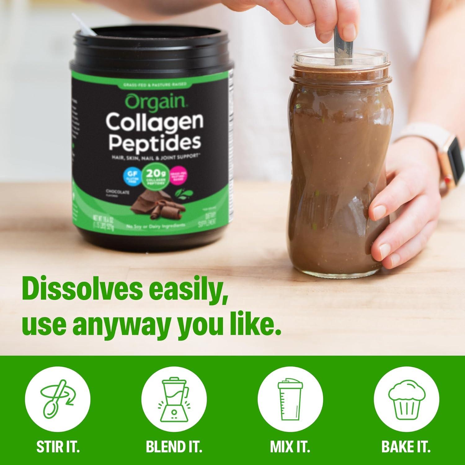 image:imageOrgain Hydrolyzed Collagen Peptides Powder For Women amp Men Chocolate 20g Grass Fed Collagen Hair Skin Nail amp Joint Support Supplement Paleo amp Keto NonGMO Type I and III 1lb
