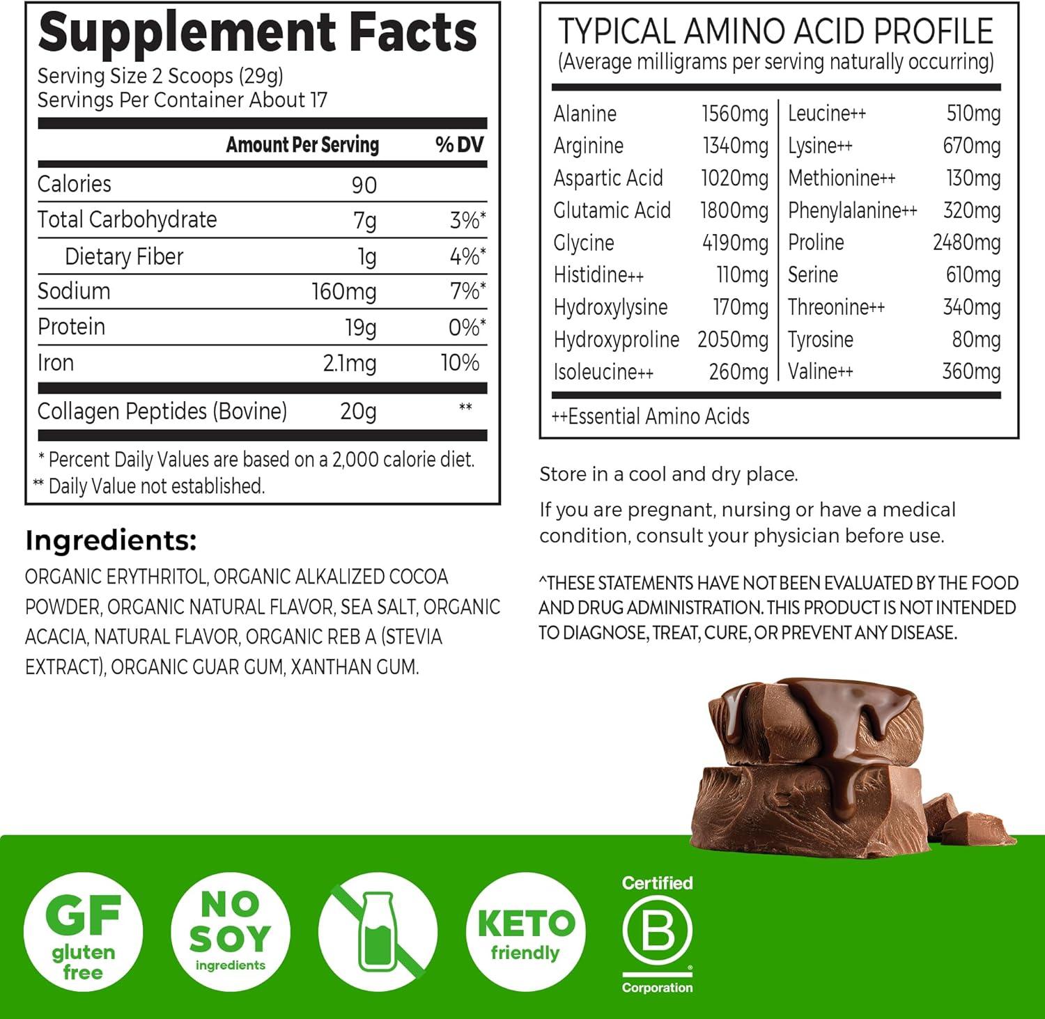 image:imageOrgain Hydrolyzed Collagen Peptides Powder For Women amp Men Chocolate 20g Grass Fed Collagen Hair Skin Nail amp Joint Support Supplement Paleo amp Keto NonGMO Type I and III 1lb