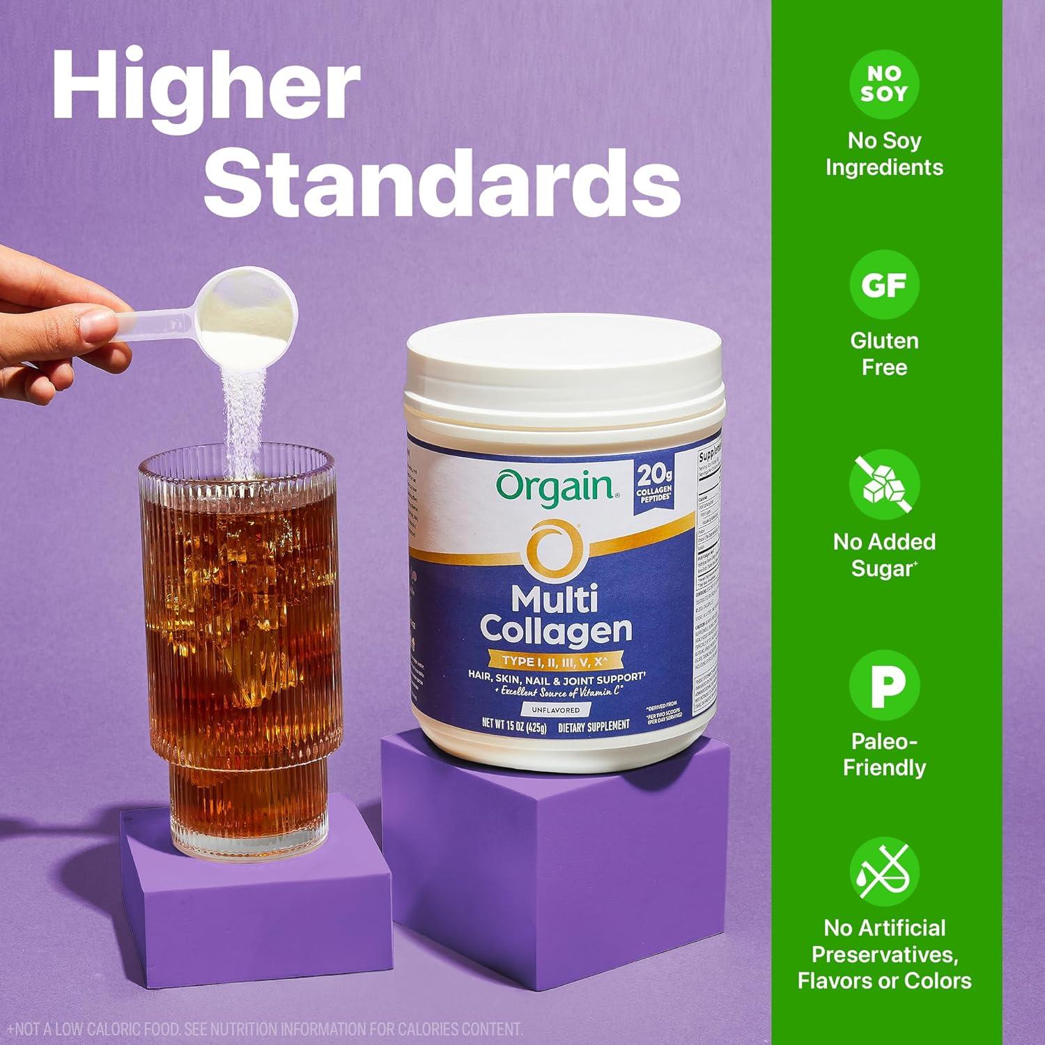 image:imageOrgain Hydrolyzed Multi Collagen Powder for Women amp Men 20g Collagen Supports Hair Skin Nail amp Joint Health Type I II III V X Vitamin C amp Amino Acids NonGMO Unflavored 21 Servings 15oz