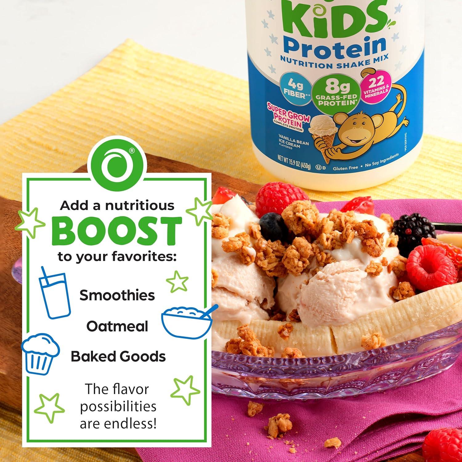 image:imageOrgain Kids Protein Powder Shake Mix Vanilla Bean Ice Cream 8g GrassFed Dairy Protein 4g Fiber 22 Vitamins amp Minerals Gluten Free No Soy Ingredients Adds Healthy Nutrients to Kids Snacks 1lb