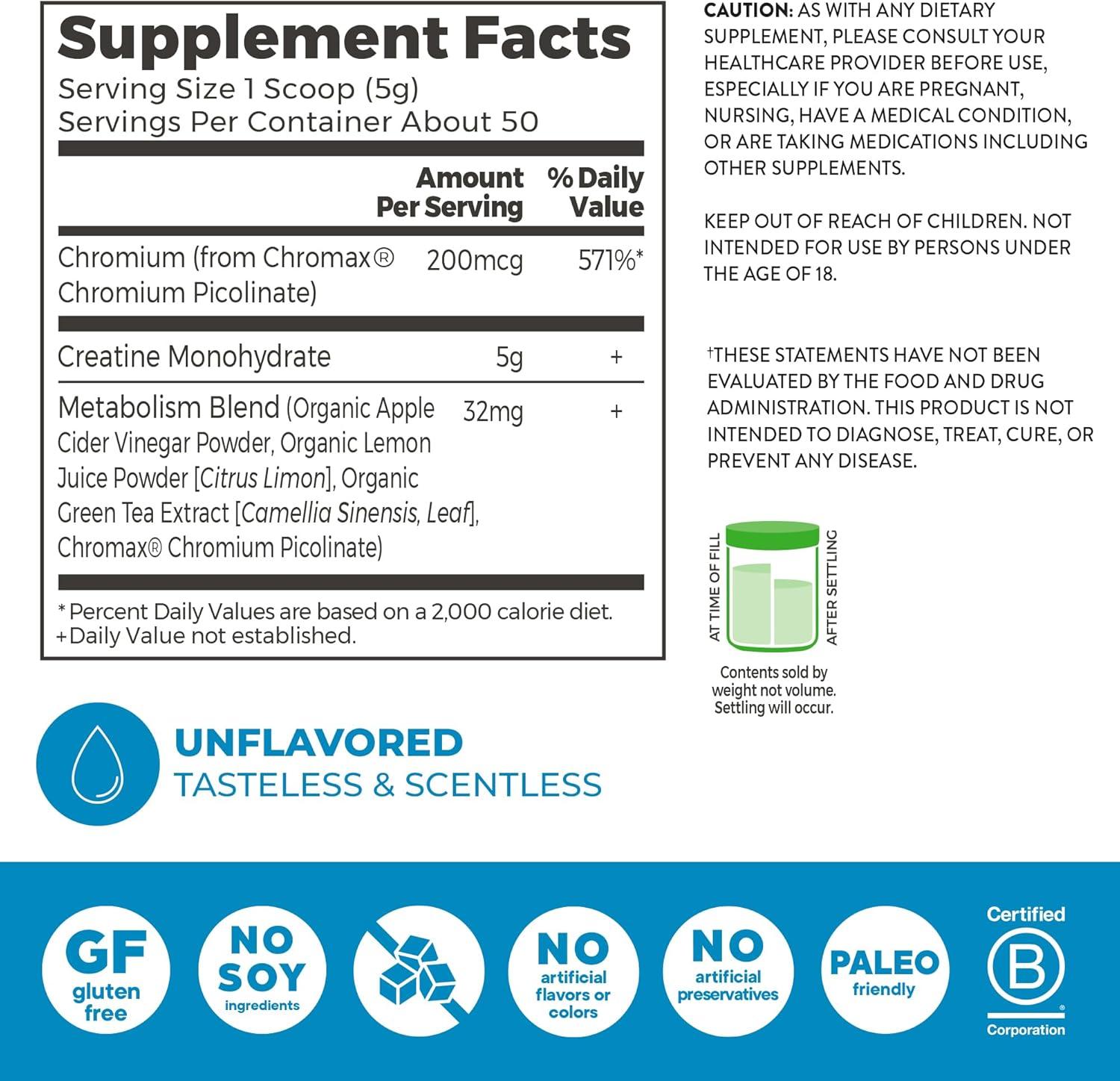 image:imageOrgain Micronized Creatine Monohydrate Lean Muscle Powder with Metabolism Blend Unflavored 50 Servings Supports Muscle Strength and Brain Health No Dairy or Soy Gluten Free Vegan