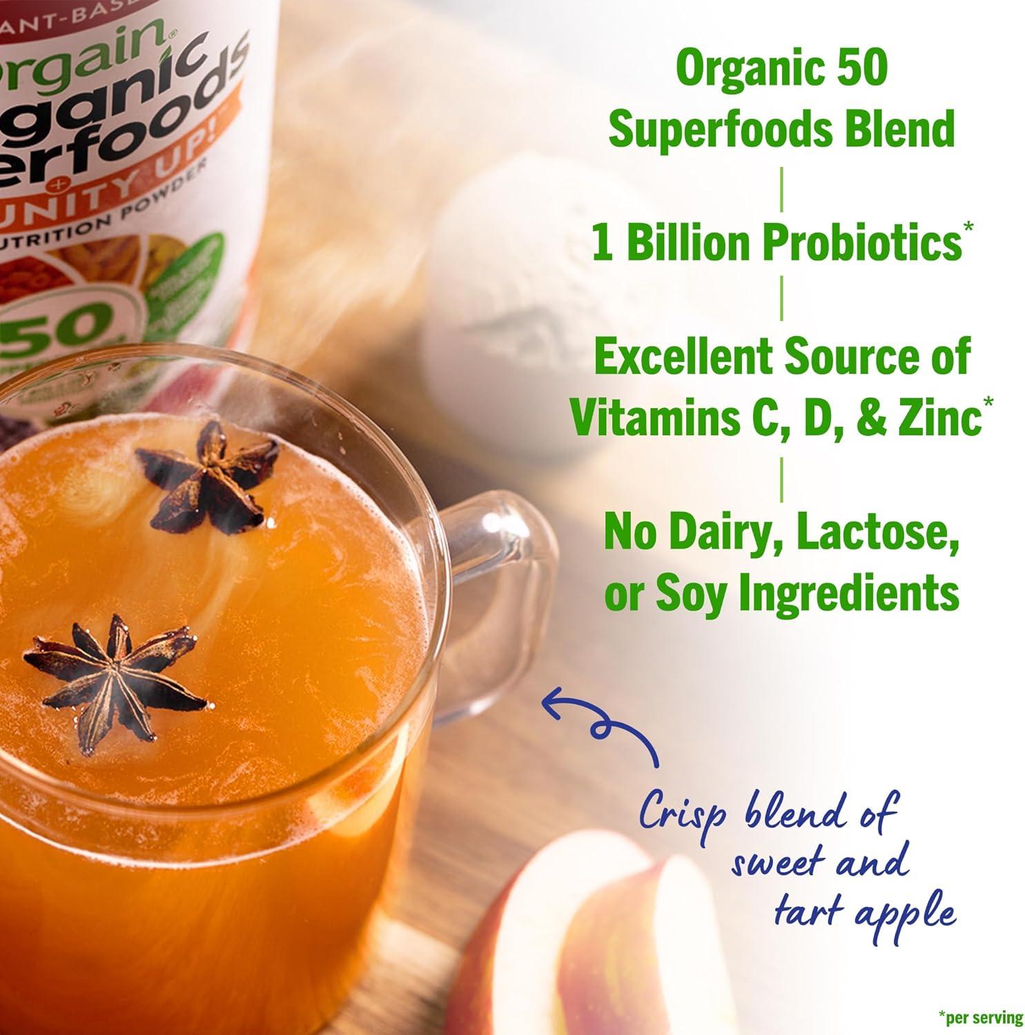 image:imageOrgain Organic Greens 50 Superfoods Immunity Up Powder Honeycrisp Apple Immune Support Probiotics Vitamin C D amp Zinc Apple Cider Vinegar Ashwagandha Cordyceps amp Reishi Mushrooms 062lbHoneycrisp Apple