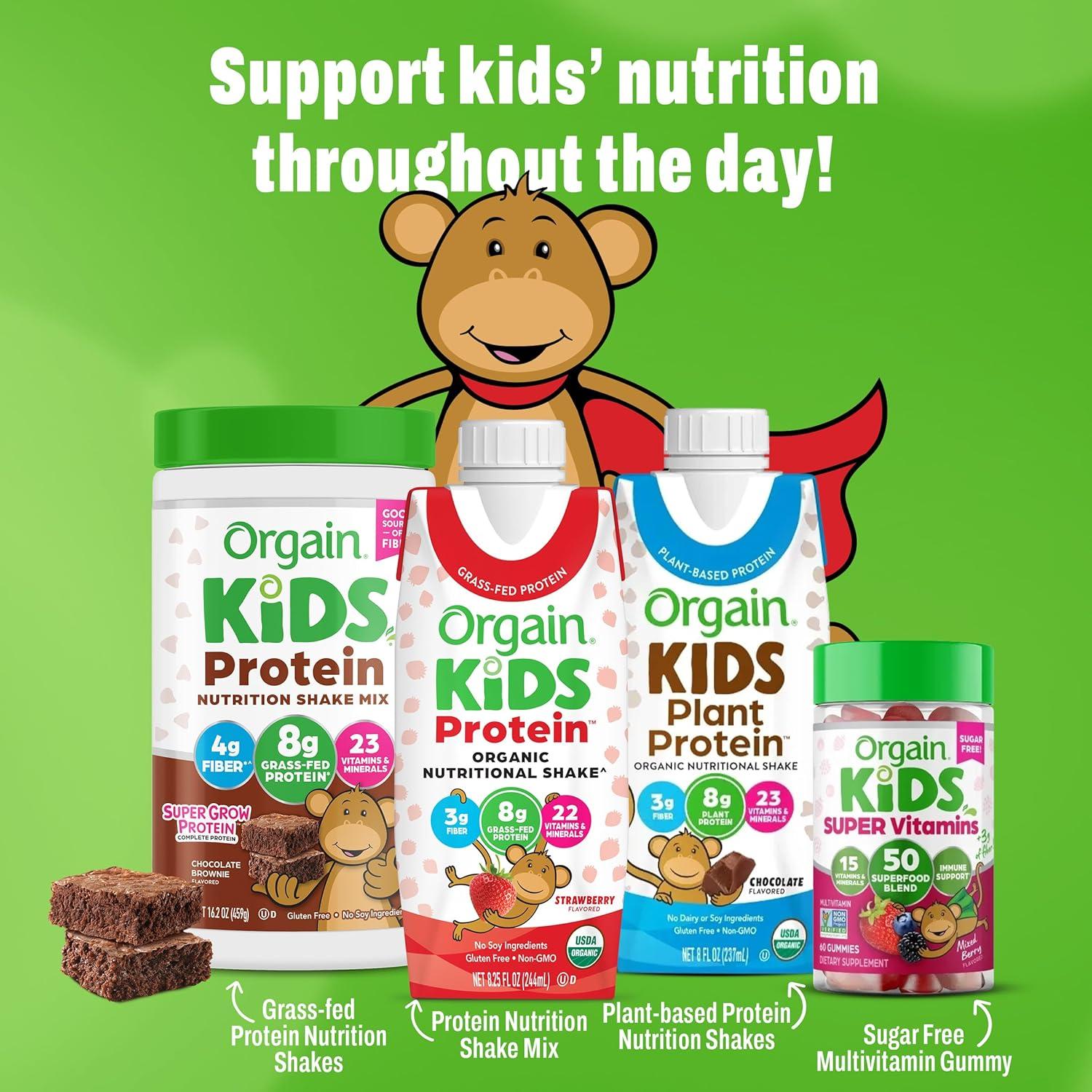 image:imageOrgain Organic Kids Nutritional Protein Shake Chocolate Healthy Kids Snacks 8g Dairy Protein 3g Fiber 22 Vitamins amp Minerals No Soy Ingredients Gluten Free NonGMO 825 Fl Oz Pack of 12Strawberry