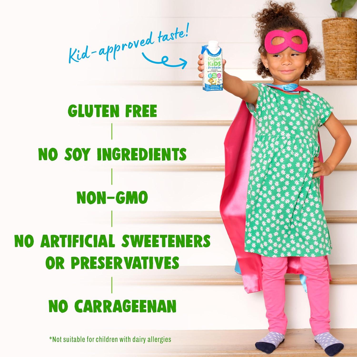image:imageOrgain Organic Kids Nutritional Protein Shake Chocolate Healthy Kids Snacks 8g Dairy Protein 3g Fiber 22 Vitamins amp Minerals No Soy Ingredients Gluten Free NonGMO 825 Fl Oz Pack of 12Vanilla