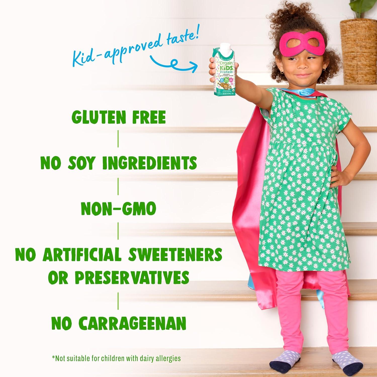 image:imageOrgain Organic Kids Nutritional Protein Shake Fruity Cereal Kids Snacks with 8g Dairy Protein 22 Vitamins amp Minerals Fruits amp Vegetables Gluten Free Soy Free NonGMO 825 Fl Oz Pack of 12