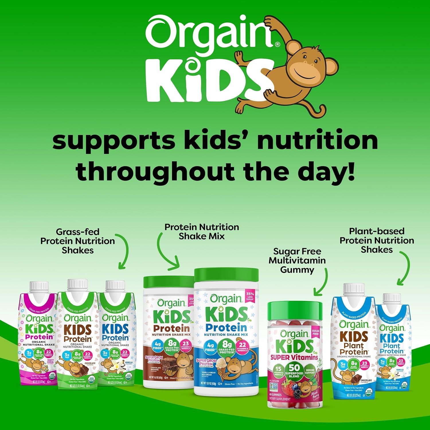 image:imageOrgain Organic Kids Nutritional Vegan Protein Shake Vanilla Healthy Kids Snacks 8g Plant Protein 3g Fiber 23 Vitamins amp Minerals No Dairy amp Soy Ingredients NonGMO 8 Fl Oz Pack of 12Plant Based Vanilla