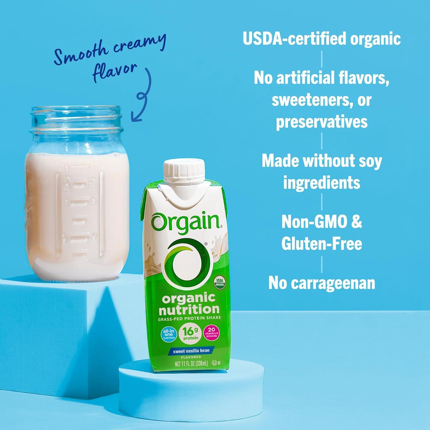 image:imageOrgain Organic Nutritional Protein Shake 16g Grass Fed Whey Protein Meal Replacement 20 Vitamins amp Minerals Fruits amp Vegetables Variety Pack Chocolate Vanilla Strawberry 11 Fl Oz 12 PackVanilla