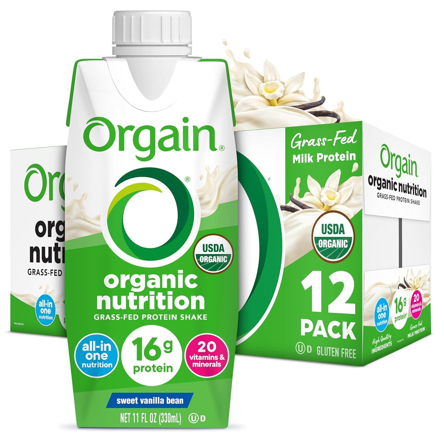 image:imageOrgain Organic Nutritional Protein Shake 16g Grass Fed Whey Protein Meal Replacement 20 Vitamins amp Minerals Fruits amp Vegetables Variety Pack Chocolate Vanilla Strawberry 11 Fl Oz 12 PackVanilla