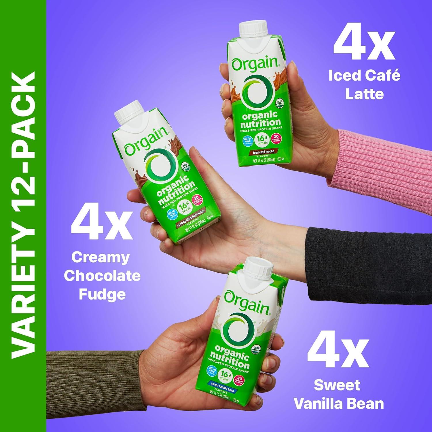 image:imageOrgain Organic Nutritional Protein Shake Creamy Chocolate Fudge 16g Grass Fed Whey Protein Meal Replacement 20 Vitamins amp Minerals Fruits amp Vegetables Gluten Free NonGMO 11 Fl Oz 12 PackVariety Pack