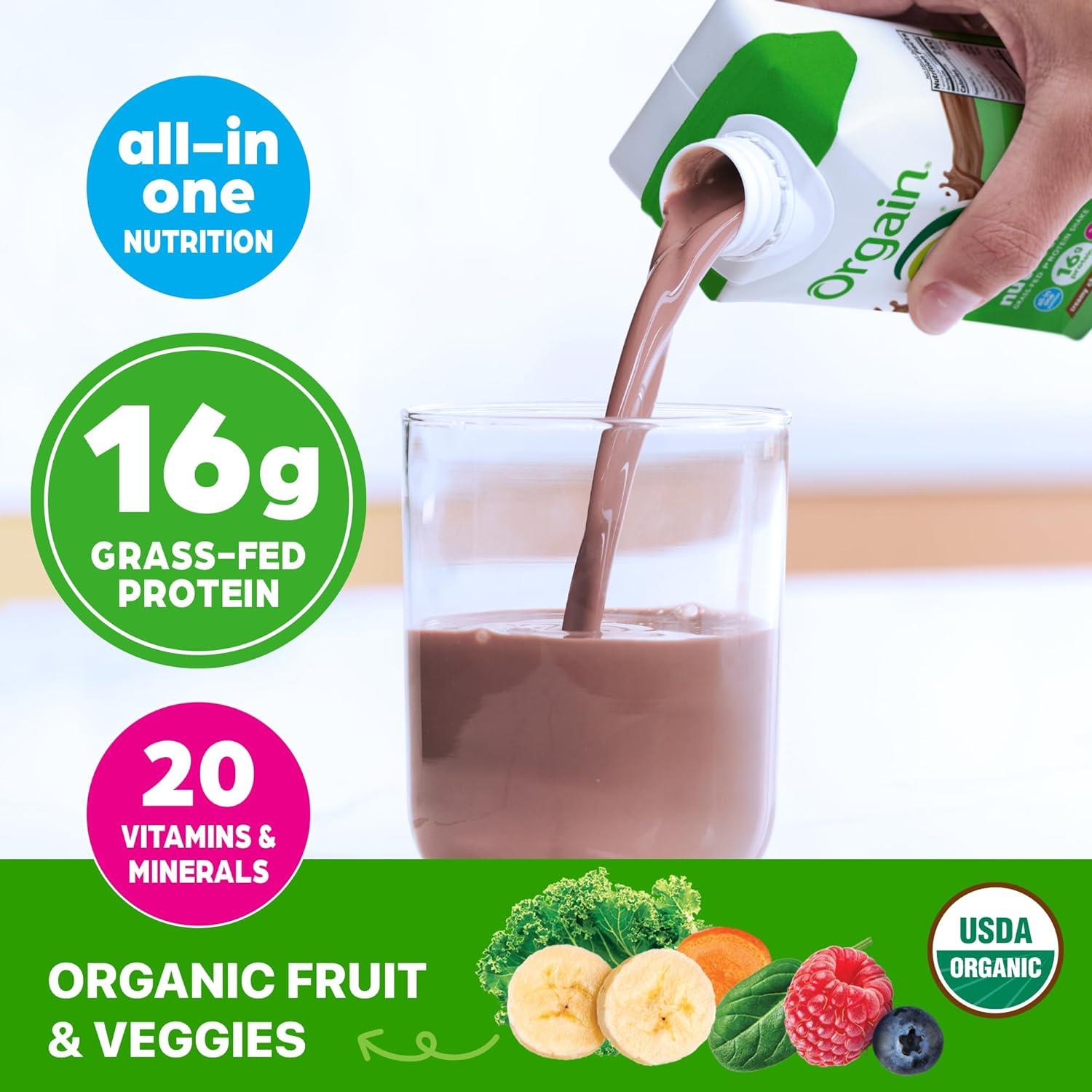 image:imageOrgain Organic Nutritional Protein Shake Creamy Chocolate Fudge 16g Grass Fed Whey Protein Meal Replacement 20 Vitamins amp Minerals Fruits amp Vegetables Gluten Free NonGMO 11 Fl Oz 12 PackCreamy Chocolate Fudge