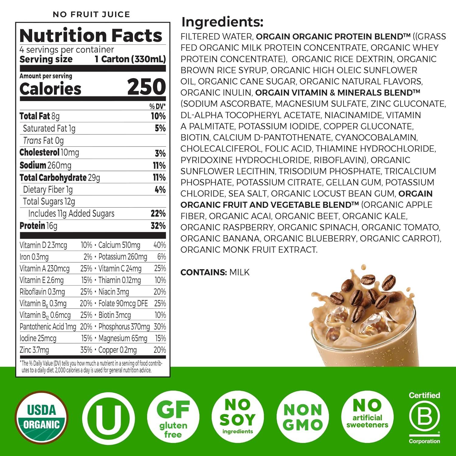 image:imageOrgain Organic Nutritional Protein Shake Strawberries amp Cream 16g Grass Fed Whey Protein Meal Replacement 20 Vitamins amp Minerals Fruits amp Vegetables Gluten Free NonGMO 11 Fl Oz 12 PackIced Caf Mocha