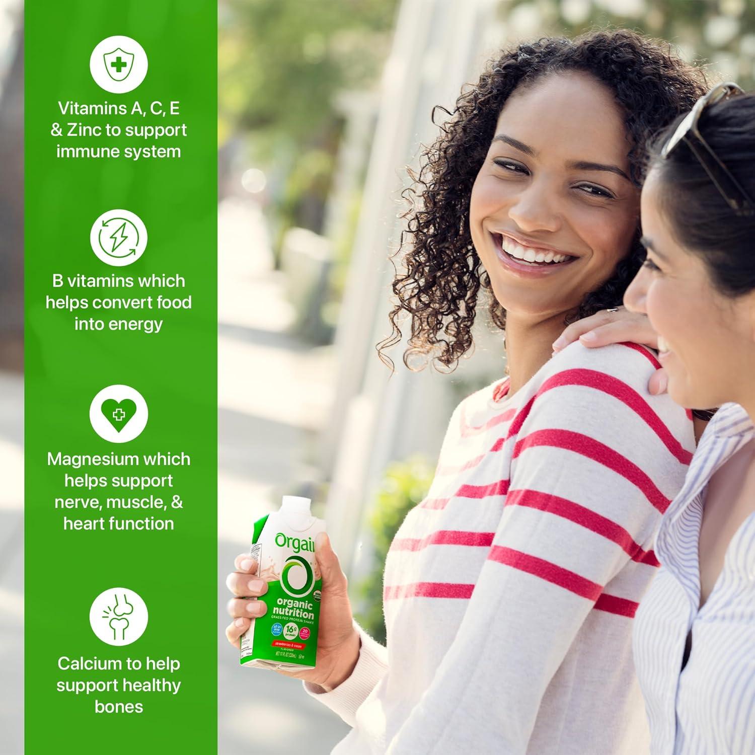 image:imageOrgain Organic Nutritional Protein Shake Strawberries amp Cream 16g Grass Fed Whey Protein Meal Replacement 20 Vitamins amp Minerals Fruits amp Vegetables Gluten Free NonGMO 11 Fl Oz 12 PackStrawberries Cream
