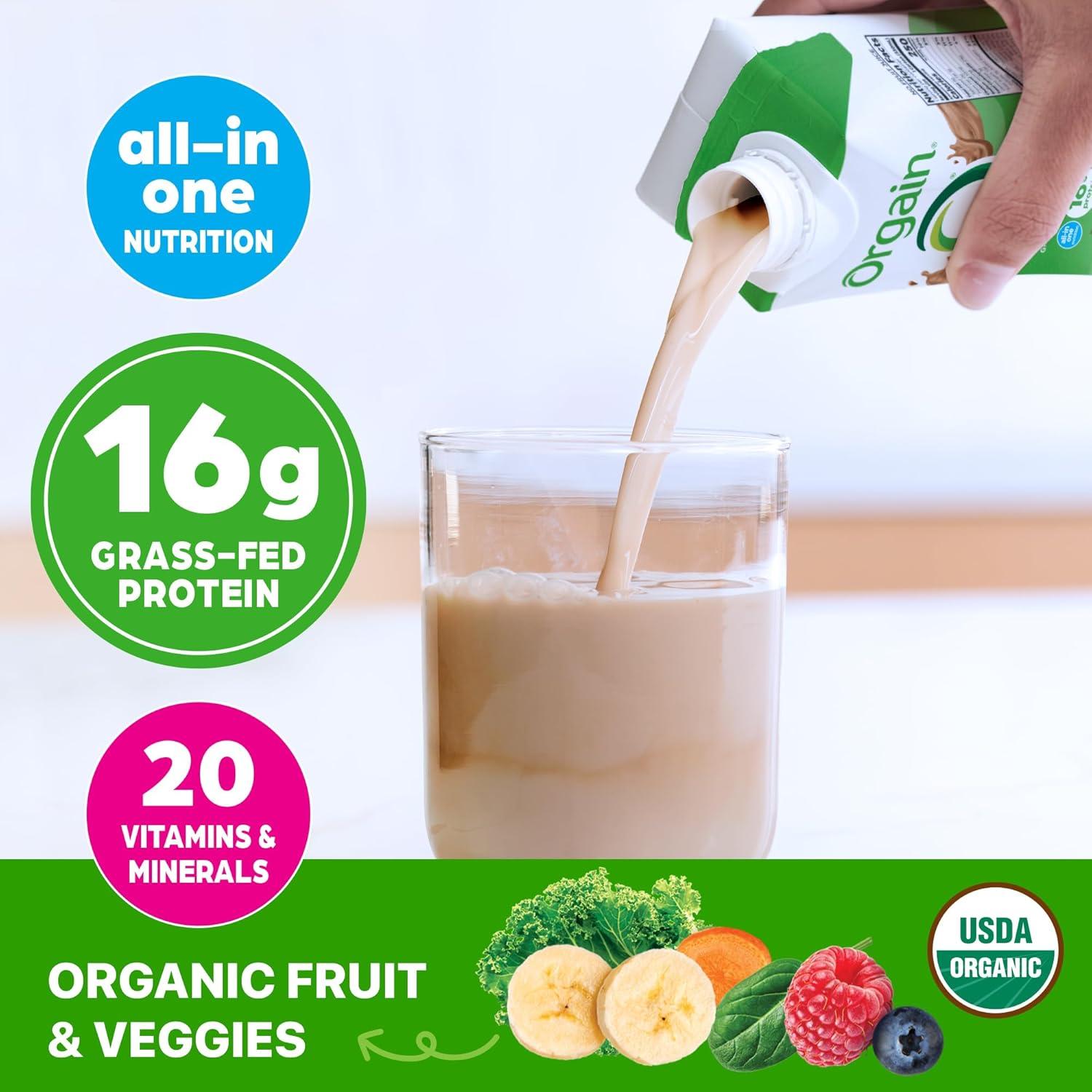 image:imageOrgain Organic Nutritional Protein Shake Strawberries amp Cream 16g Grass Fed Whey Protein Meal Replacement 20 Vitamins amp Minerals Fruits amp Vegetables Gluten Free NonGMO 11 Fl Oz 12 PackIced Caf Mocha