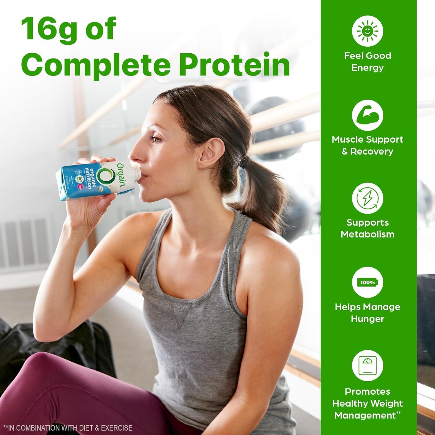 image:imageOrgain Organic Nutritional Vegan Protein Shake Smooth Chocolate 16g Plant Based Protein Meal Replacement 22 Vitamins amp Minerals Fruits amp Vegetables Gluten Free NonGMO 11 Fl Oz Pack of 4Vanilla