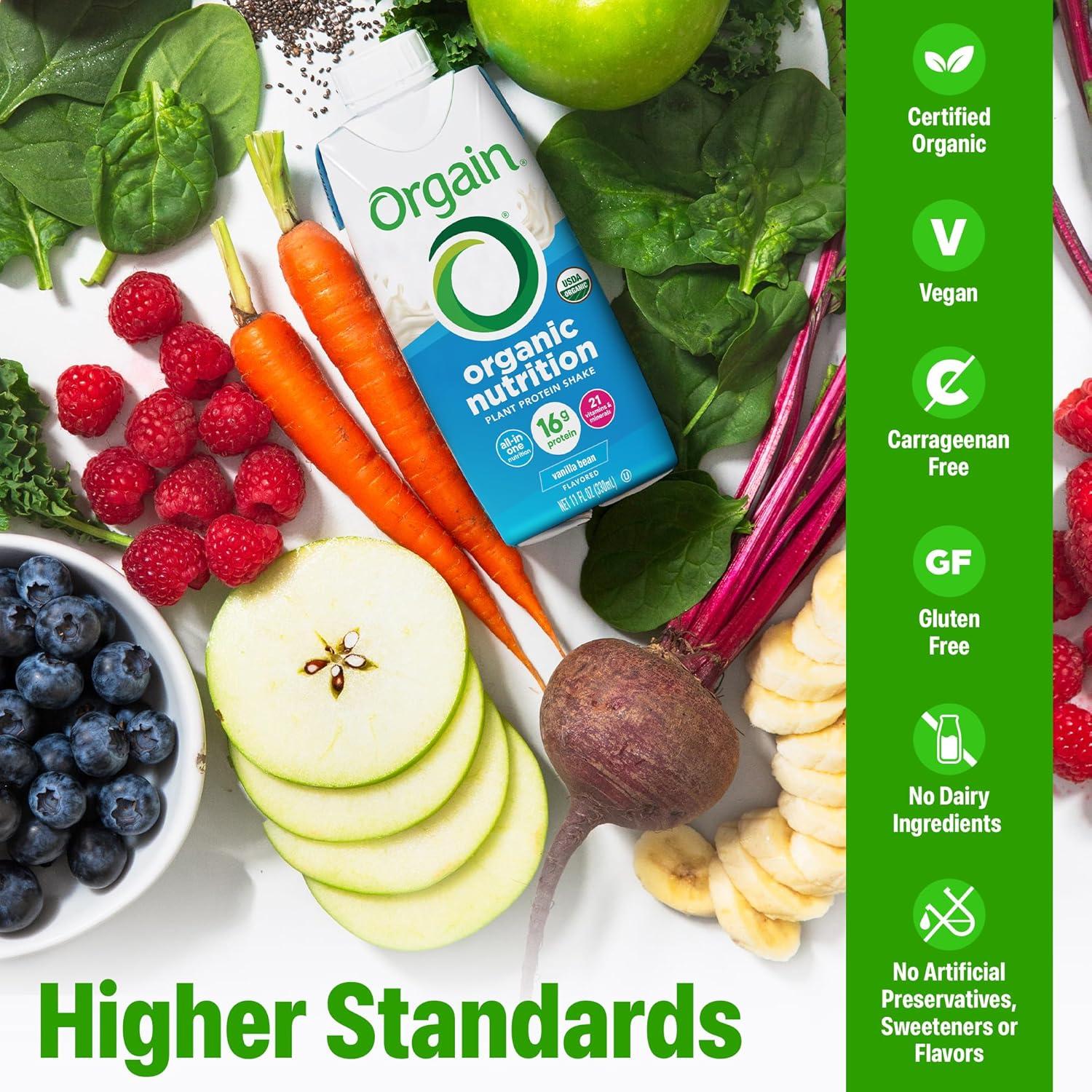 image:imageOrgain Organic Nutritional Vegan Protein Shake Smooth Chocolate 16g Plant Based Protein Meal Replacement 22 Vitamins amp Minerals Fruits amp Vegetables Gluten Free NonGMO 11 Fl Oz Pack of 4Vanilla