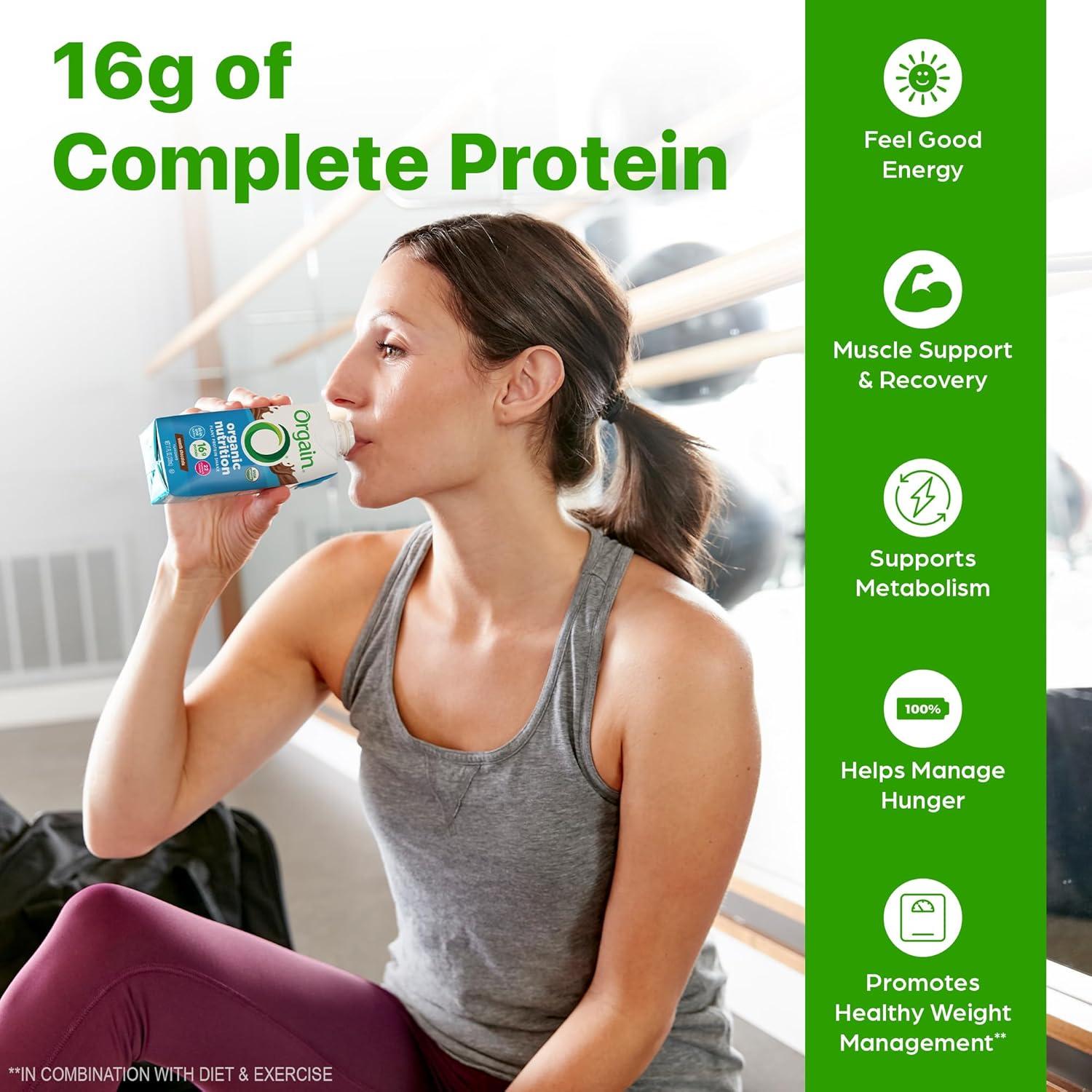 image:imageOrgain Organic Nutritional Vegan Protein Shake Vanilla Bean 16g Plant Based Protein Meal Replacement 21 Vitamins amp Minerals Fruits amp Vegetables Gluten Free NonGMO 11 Fl Oz Pack of 12Chocolate