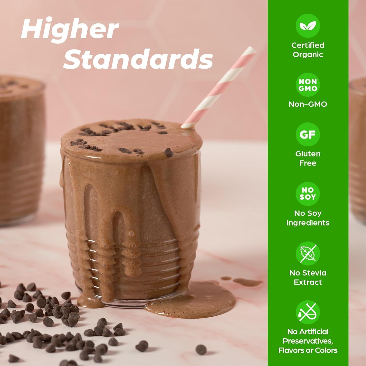 image:imageOrgain Organic Vegan Perfect Blend Protein Powder 20g Clean Plant Protein 6 Ingredients lt1g Sugar Gluten Free NonGMO No Artificial Flavors Stevia Extract Dairy or Soy Ingredients VanillaChocolate