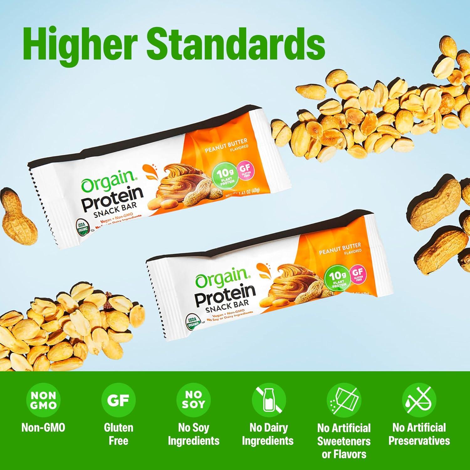 image:imageOrgain Organic Vegan Protein Bars Chocolate Chip Cookie Dough 10g Plant Based Protein Low Calorie Healthy Snacks No Lactose or Soy Ingredients Gluten Free NonGMO 141 Oz Pack of 12Peanut Butter
