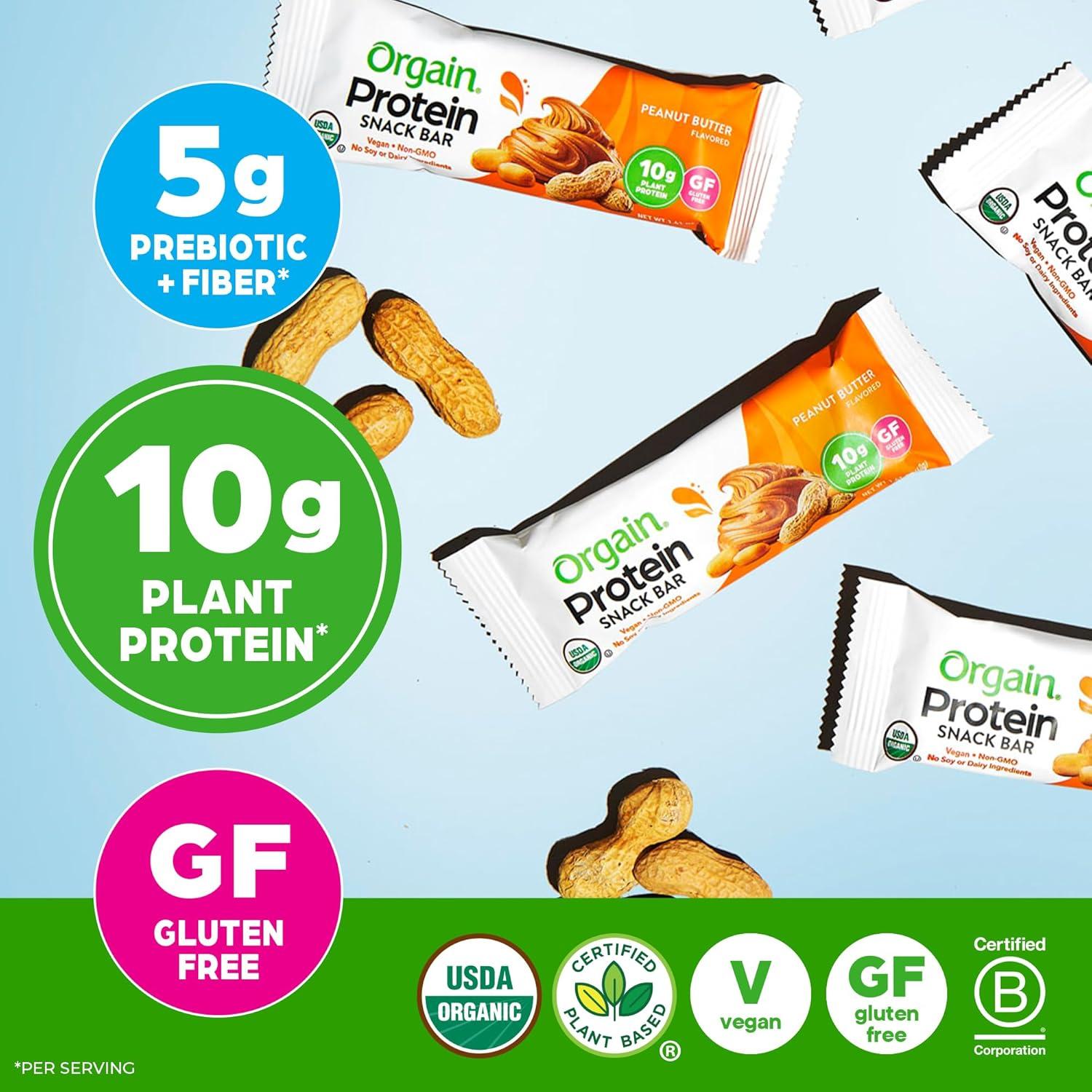 image:imageOrgain Organic Vegan Protein Bars Chocolate Chip Cookie Dough 10g Plant Based Protein Low Calorie Healthy Snacks No Lactose or Soy Ingredients Gluten Free NonGMO 141 Oz Pack of 12Peanut Butter