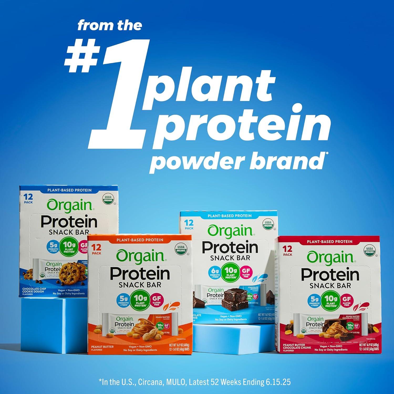image:imageOrgain Organic Vegan Protein Bars Chocolate Chip Cookie Dough 10g Plant Based Protein Low Calorie Healthy Snacks No Lactose or Soy Ingredients Gluten Free NonGMO 141 Oz Pack of 12Peanut Butter