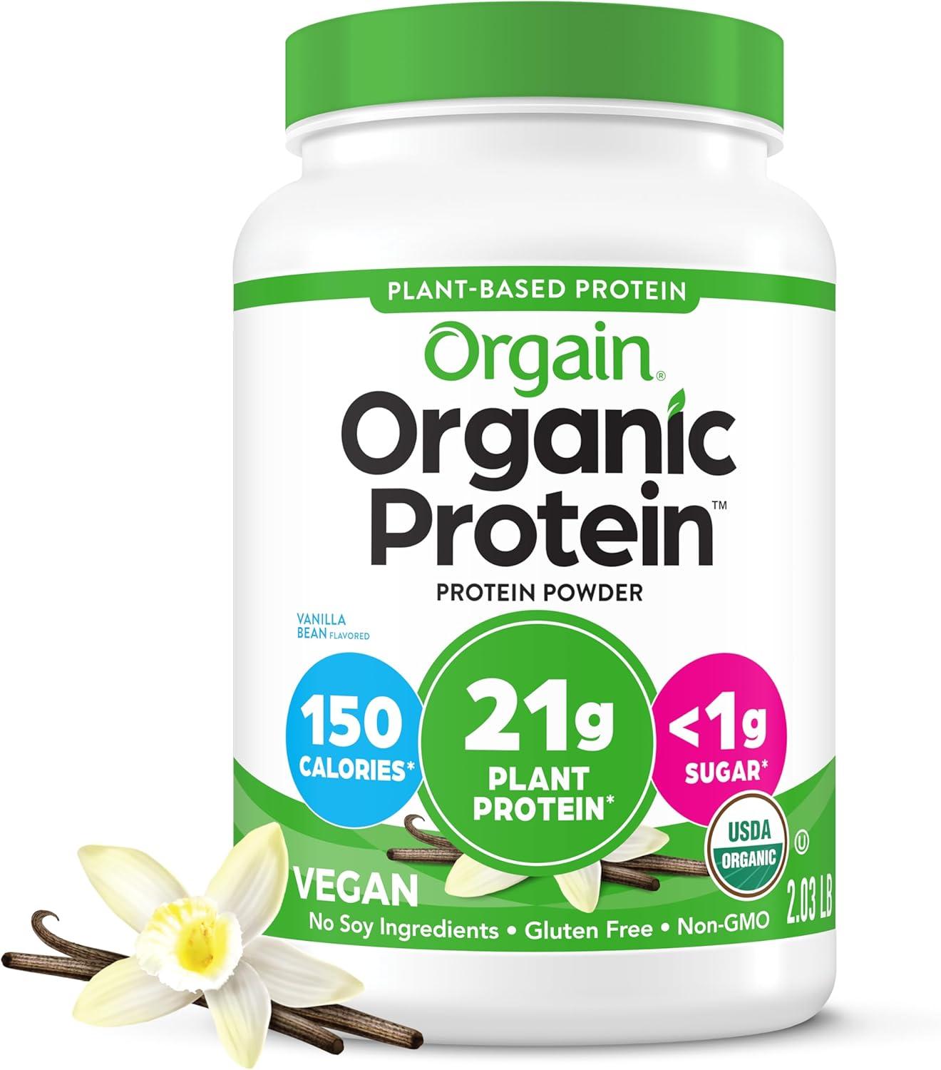 image:imageOrgain Organic Vegan Protein Powder Strawberries amp Cream 21g Plant Based Protein 4g Prebiotic Fiber Low Net Carb No Lactose Ingredients No Added Sugar NonGMO For Shakes amp Smoothies 203 lbVanilla Bean
