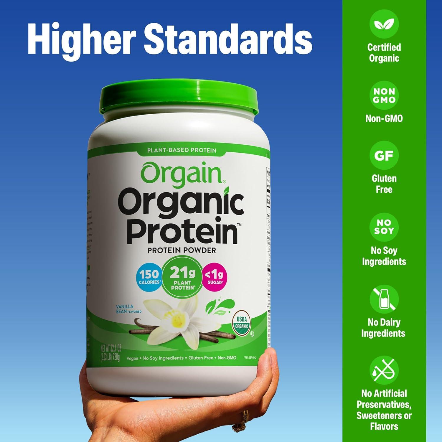 image:imageOrgain Organic Vegan Protein Powder Strawberries amp Cream 21g Plant Based Protein 4g Prebiotic Fiber Low Net Carb No Lactose Ingredients No Added Sugar NonGMO For Shakes amp Smoothies 203 lbVanilla Bean