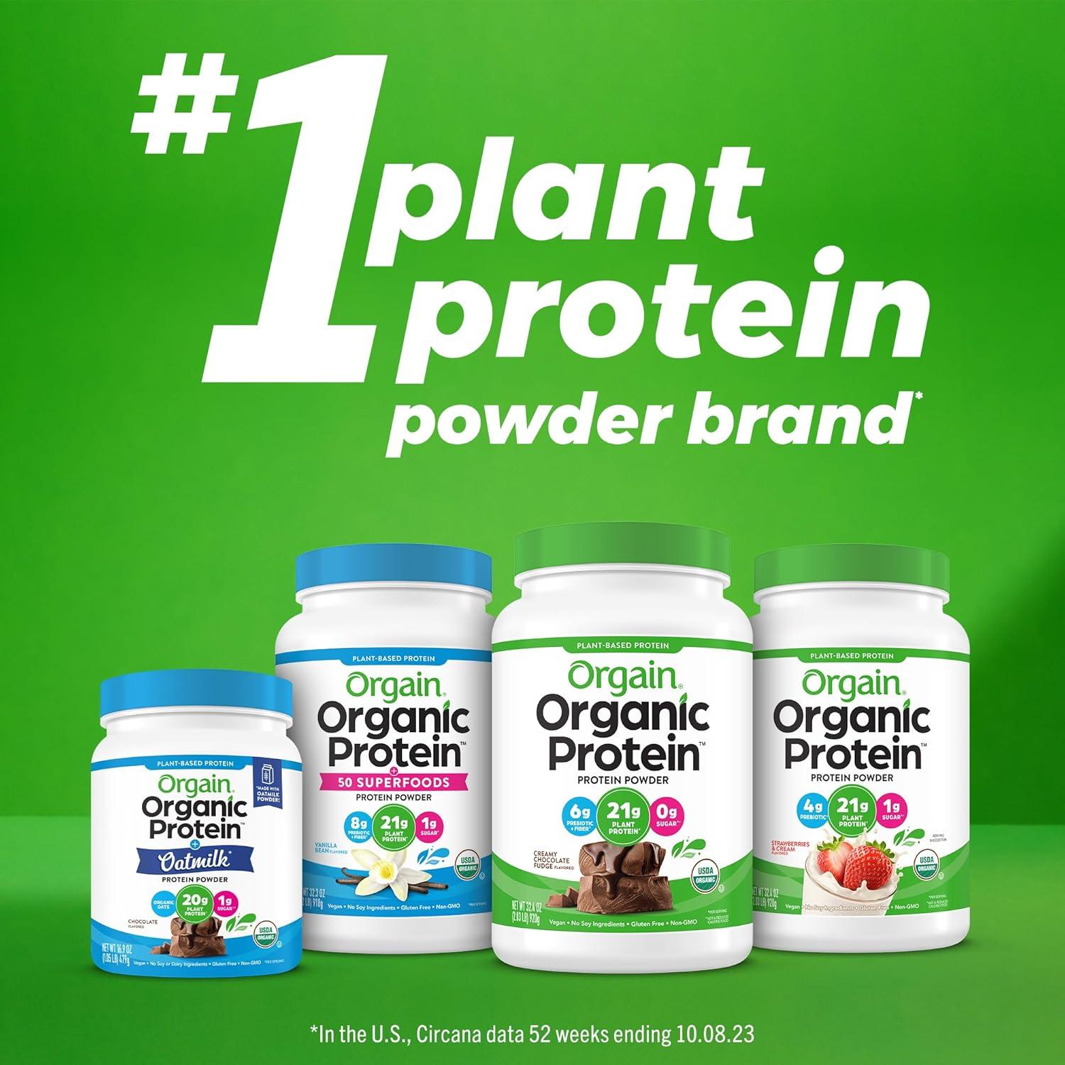 image:imageOrgain Organic Vegan Protein Powder Strawberries amp Cream 21g Plant Based Protein 4g Prebiotic Fiber Low Net Carb No Lactose Ingredients No Added Sugar NonGMO For Shakes amp Smoothies 203 lbChocolate Vanilla Bundle