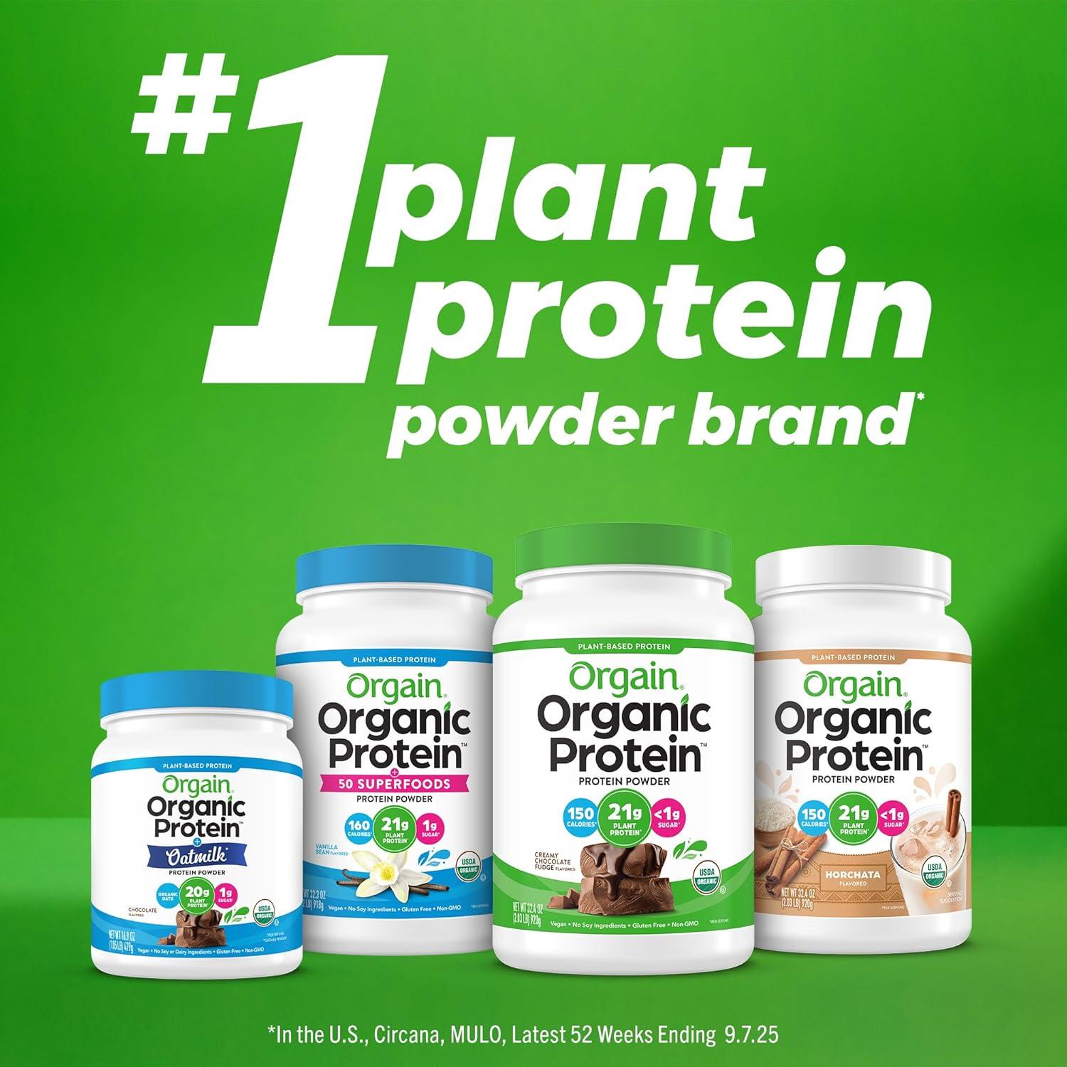 image:imageOrgain Organic Vegan Protein Powder Strawberries amp Cream 21g Plant Based Protein 4g Prebiotic Fiber Low Net Carb No Lactose Ingredients No Added Sugar NonGMO For Shakes amp Smoothies 203 lbHorchata