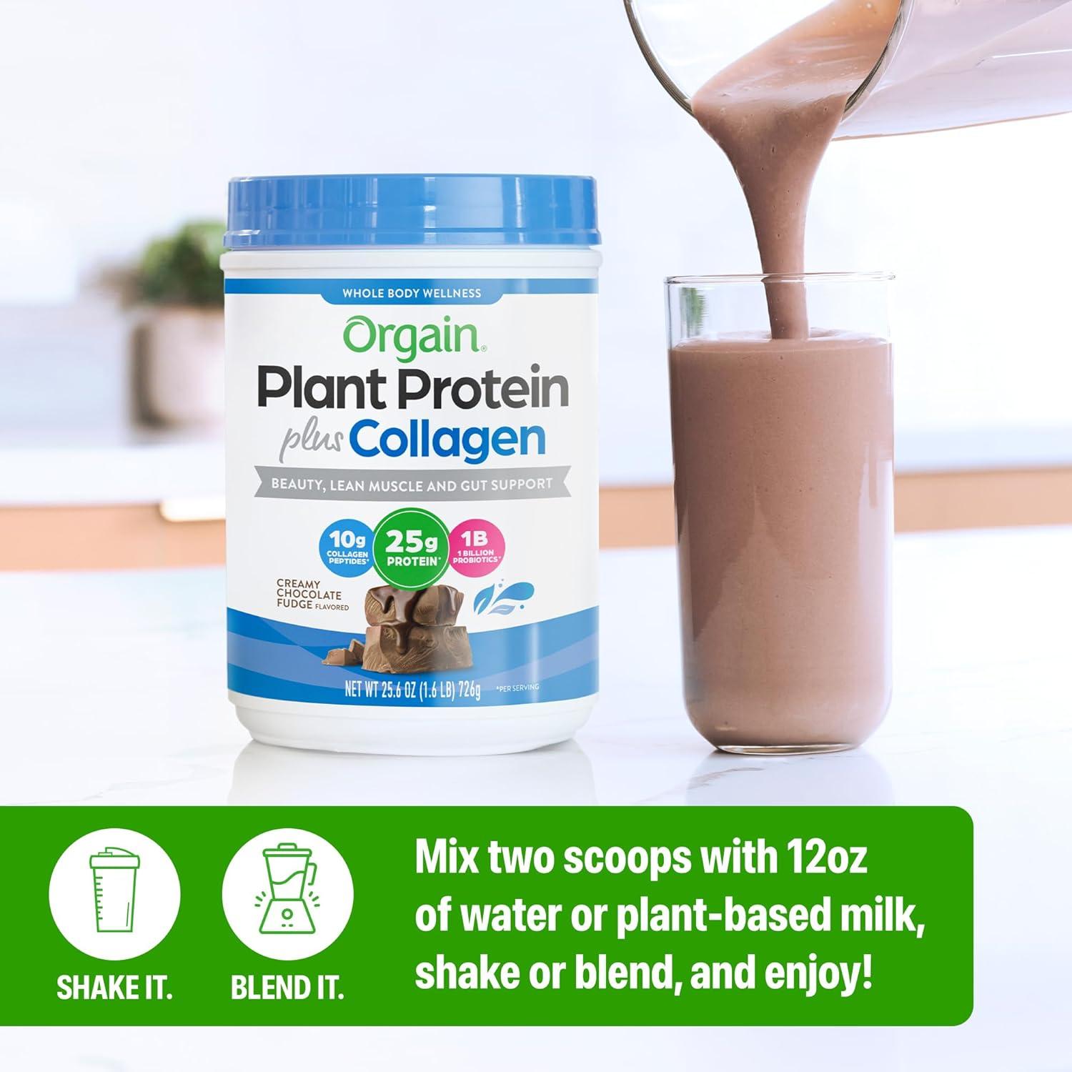 image:imageOrgain Protein Powder Collagen Vanilla Bean 25g of Protein 10g Collagen Peptides Type I amp III 1B CFU Probiotics Supports Hair Skin Nail Joint amp Gut Health Gluten Free 16lbCreamy Chocolate Fudge