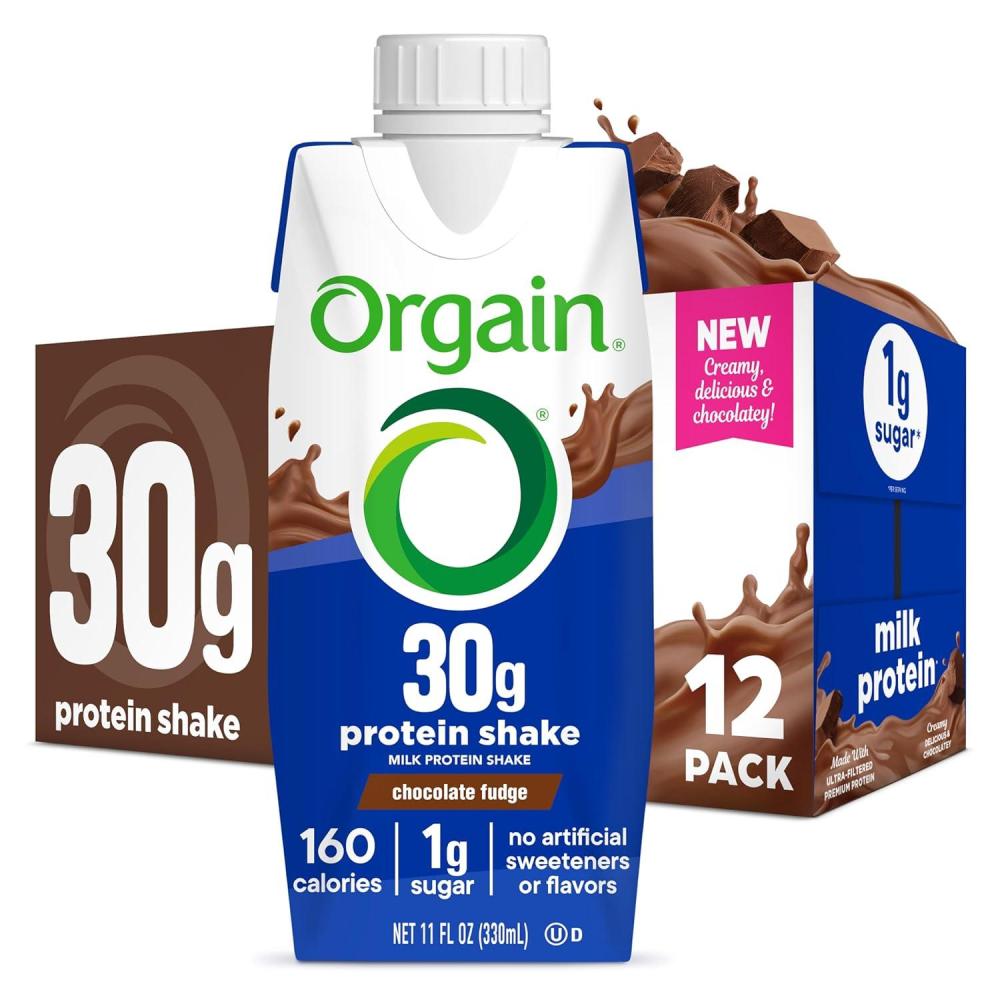 image:imageOrgain 30g High Protein Shake Dairy Isolate Milk Protein Chocolate Fudge 5g BCAAs 1g Sugar Per Serving Meal Replacement Ready to Drink Keto Friendly GlutenFree 11 Fl Oz Pack of 12Chocolate Fudge