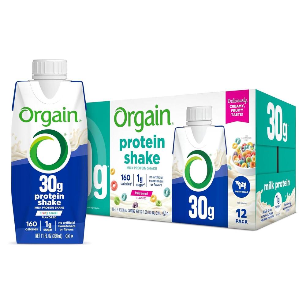 image:imageOrgain 30g High Protein Shake Dairy Isolate Milk Protein Chocolate Fudge 5g BCAAs 1g Sugar Per Serving Meal Replacement Ready to Drink Keto Friendly GlutenFree 11 Fl Oz Pack of 12Fruity Cereal