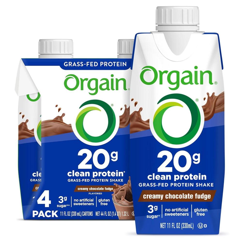 image:imageOrgain Clean Protein Shake Grass Fed Dairy Creamy Chocolate Fudge 20g Whey High Protein Kosher Ready to Drink Low Net Carbs Gluten Free No Soy Ingredients 11 Fl Oz Pack of 12Creamy Chocolate Fudge