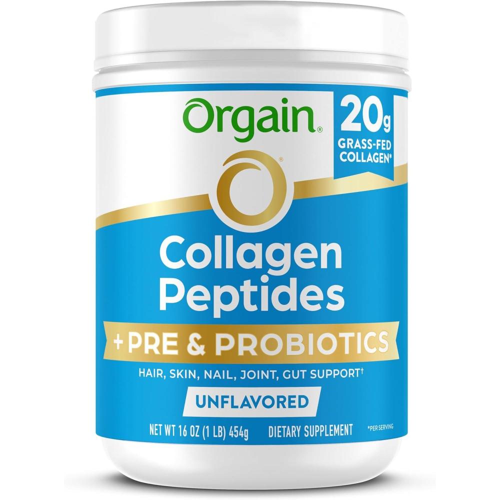 image:imageOrgain Hydrolyzed Collagen Peptides Prebiotic amp Probiotics Powder for Women amp Men 20g Grass Fed Collagen 1 Billion CFU Supports Digestive Hair Skin amp Joint Health NonGMO Type I amp III 1lb