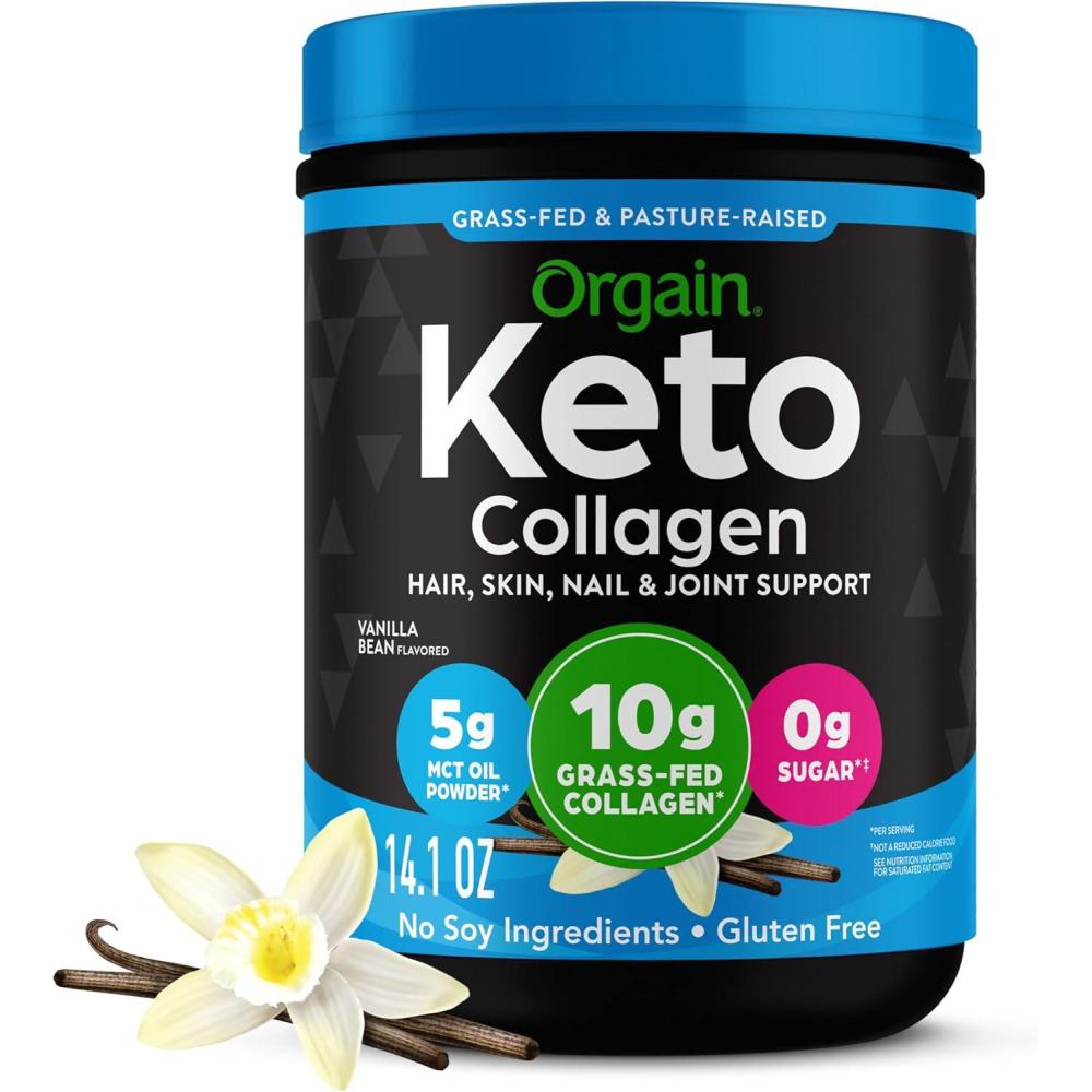 image:imageOrgain Keto Collagen Protein Powder Chocolate 10g Grass Fed Hydrolyzed Collagen Peptides for Women amp Men Type I amp III 5g MCT Oil Hair Skin Nail amp Joint Support NonGMO Gluten Free 088lbVanilla Bean