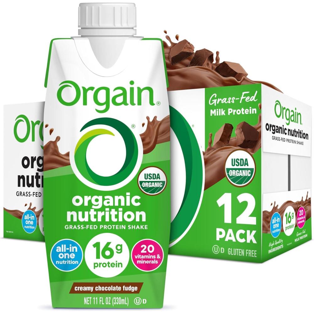 image:imageOrgain Organic Nutritional Protein Shake Creamy Chocolate Fudge 16g Grass Fed Whey Protein Meal Replacement 20 Vitamins amp Minerals Fruits amp Vegetables Gluten Free NonGMO 11 Fl Oz 12 PackCreamy Chocolate Fudge