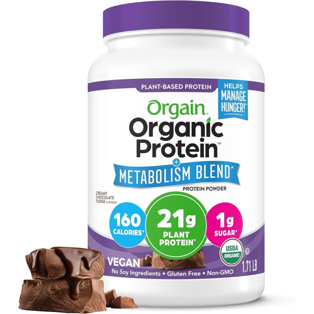 image:imageOrgain Organic Protein Metabolism Blend Powder Chocolate Fudge 21g Plant Protein 5g Prebiotic Fiber No Lactose Ingredients Low Sugar NonGMO for Shakes amp Smoothies 171 lbChocolate Fudge